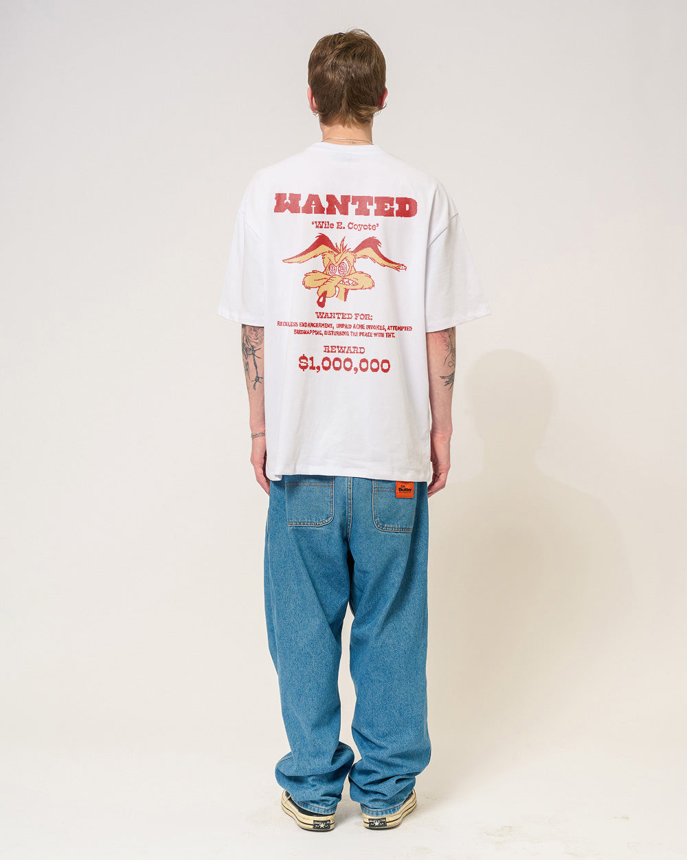 Wanted: Wile E Coyote Oversized Tee Threadheads Australia #colour_white