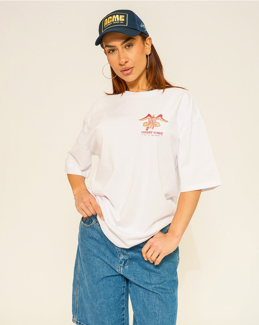 Wanted: Wile E Coyote Oversized Tee Threadheads Australia #colour_white