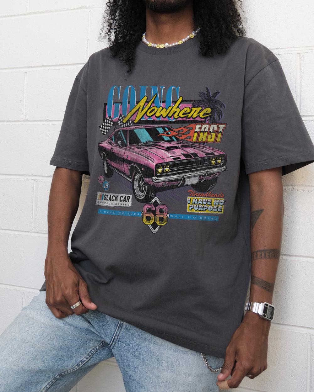 nowhere fast gear Going Nowhere Fast T-Shirt | Regular Fit | 3XL | Charcoal | 100% Combed Cotton