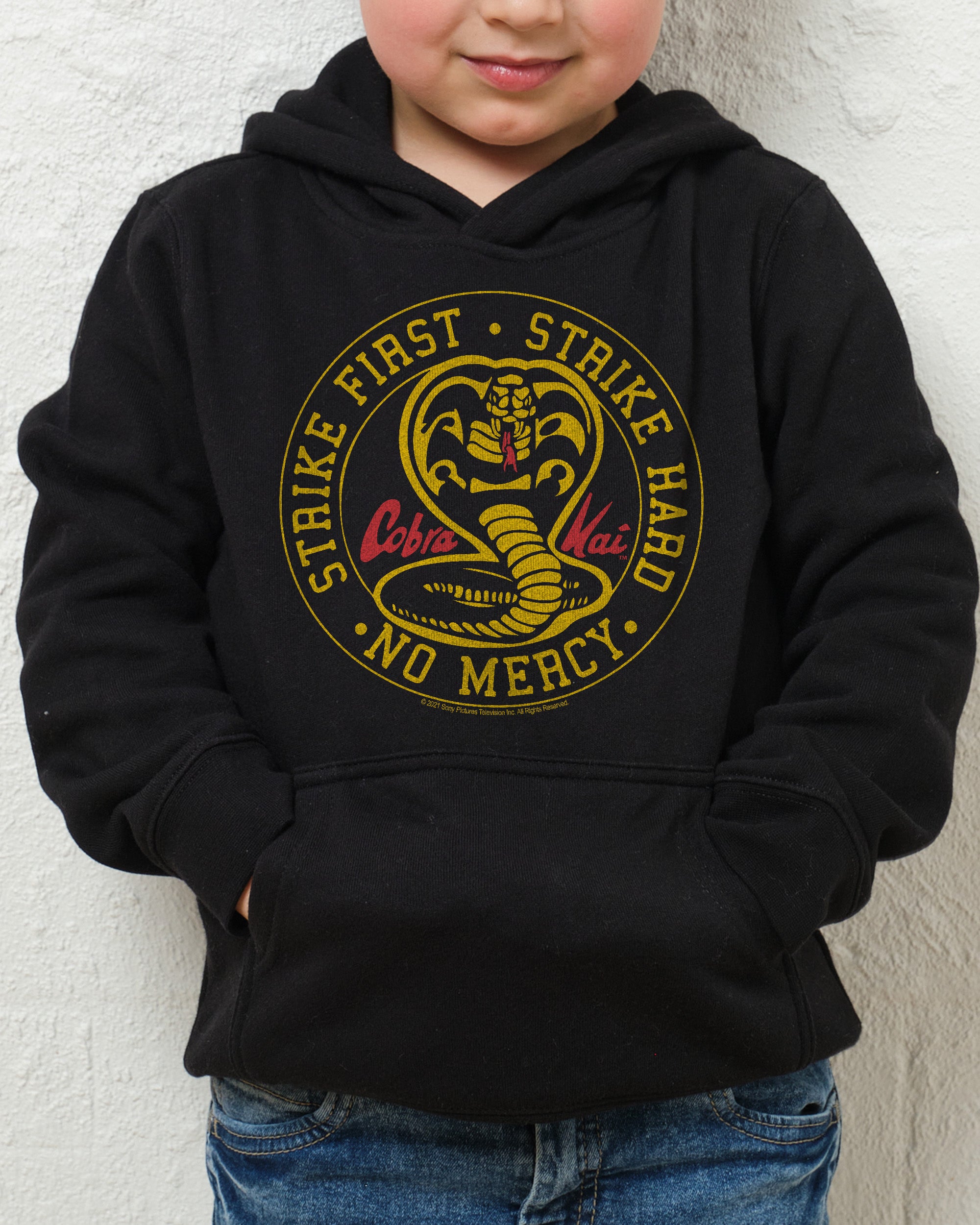 Cobra Kai No Mercy Icon Kids Hoodie Official Cobra Kai Merch Netherlands