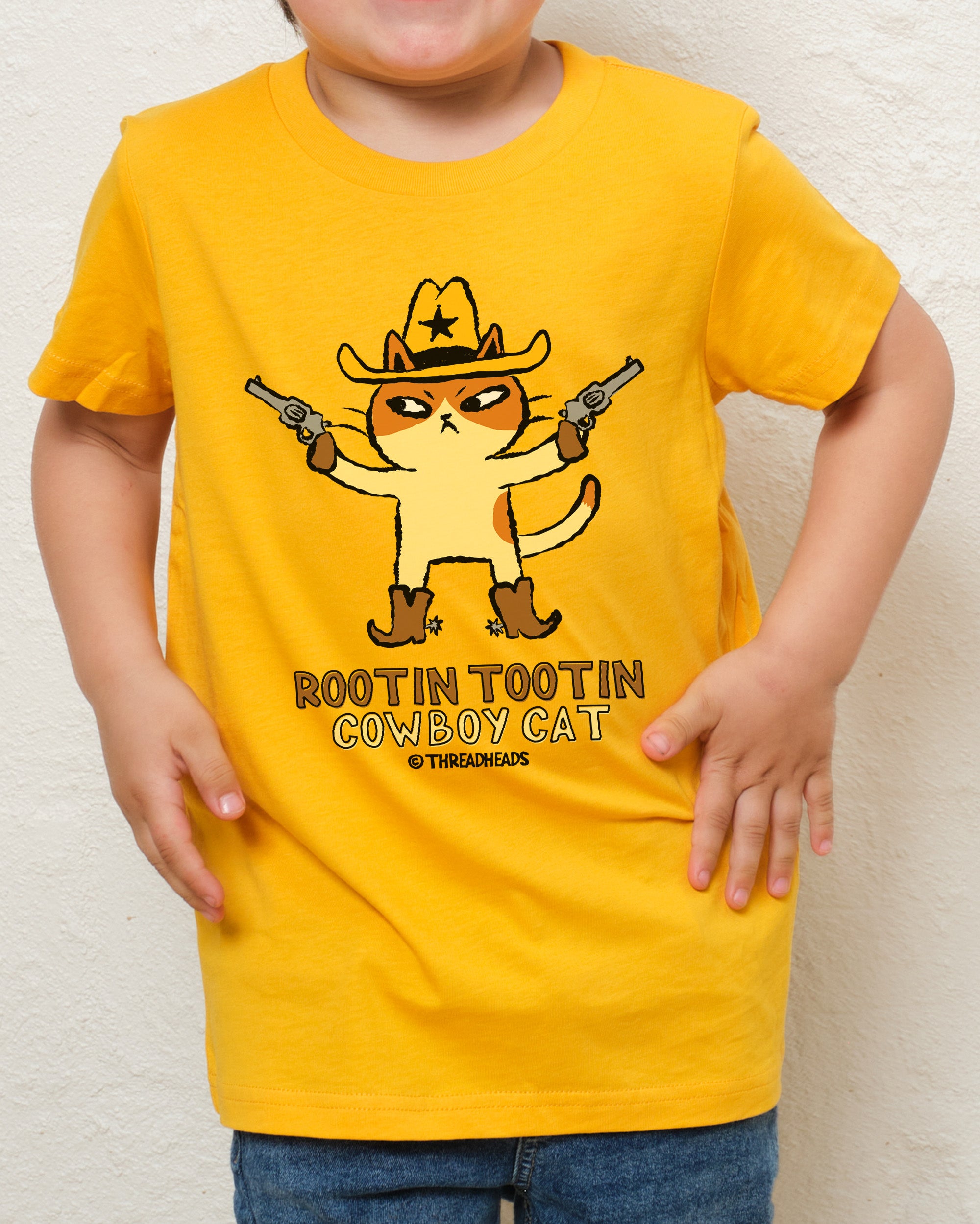 Rootin Tootin Cowboy Cat Kids T-Shirt