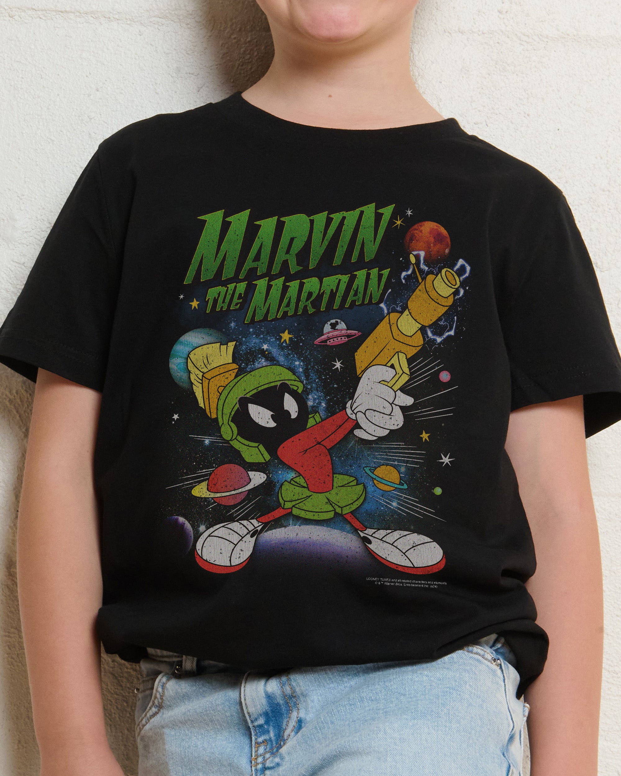 Marvin the Martian Vintage Black Kids T-Shirt
