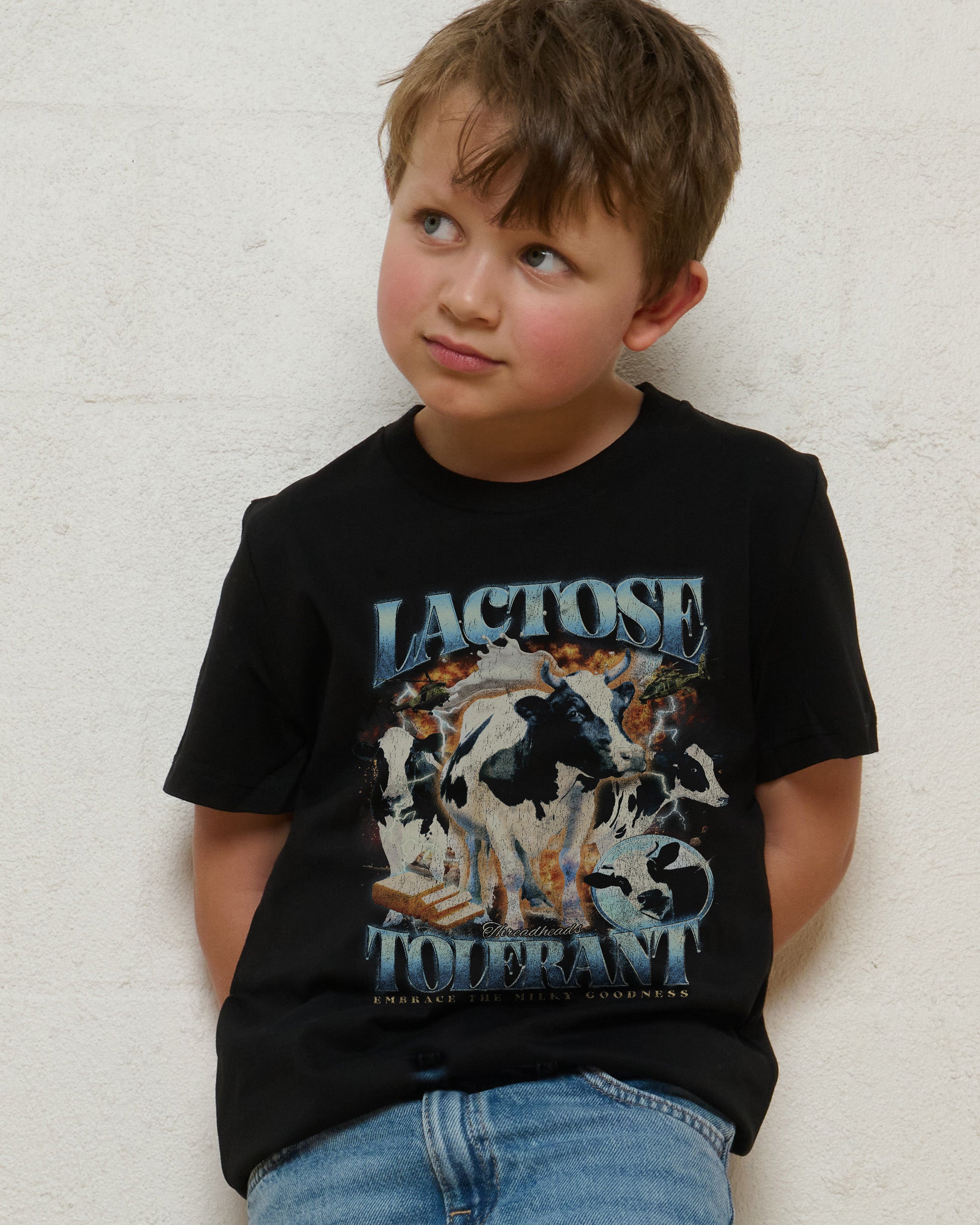 Lactose Tolerant Black Kids T-Shirt