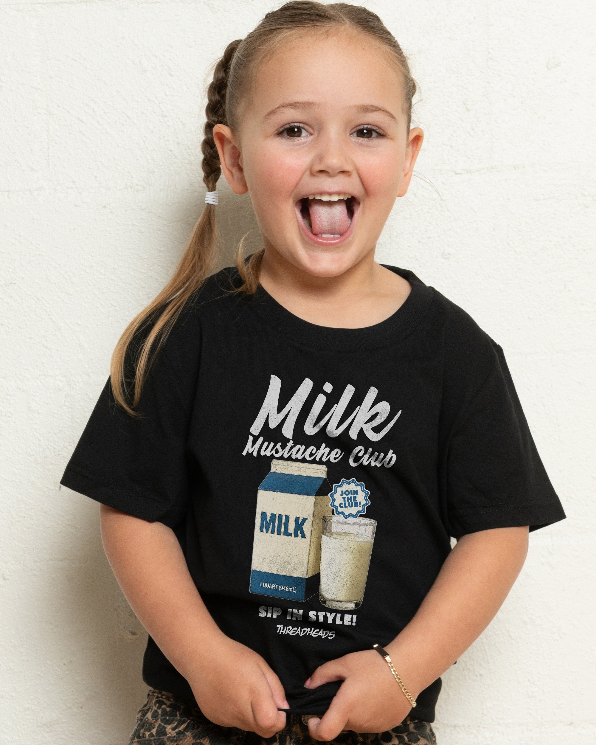 Milk Mustache Club Black Kids T-Shirt