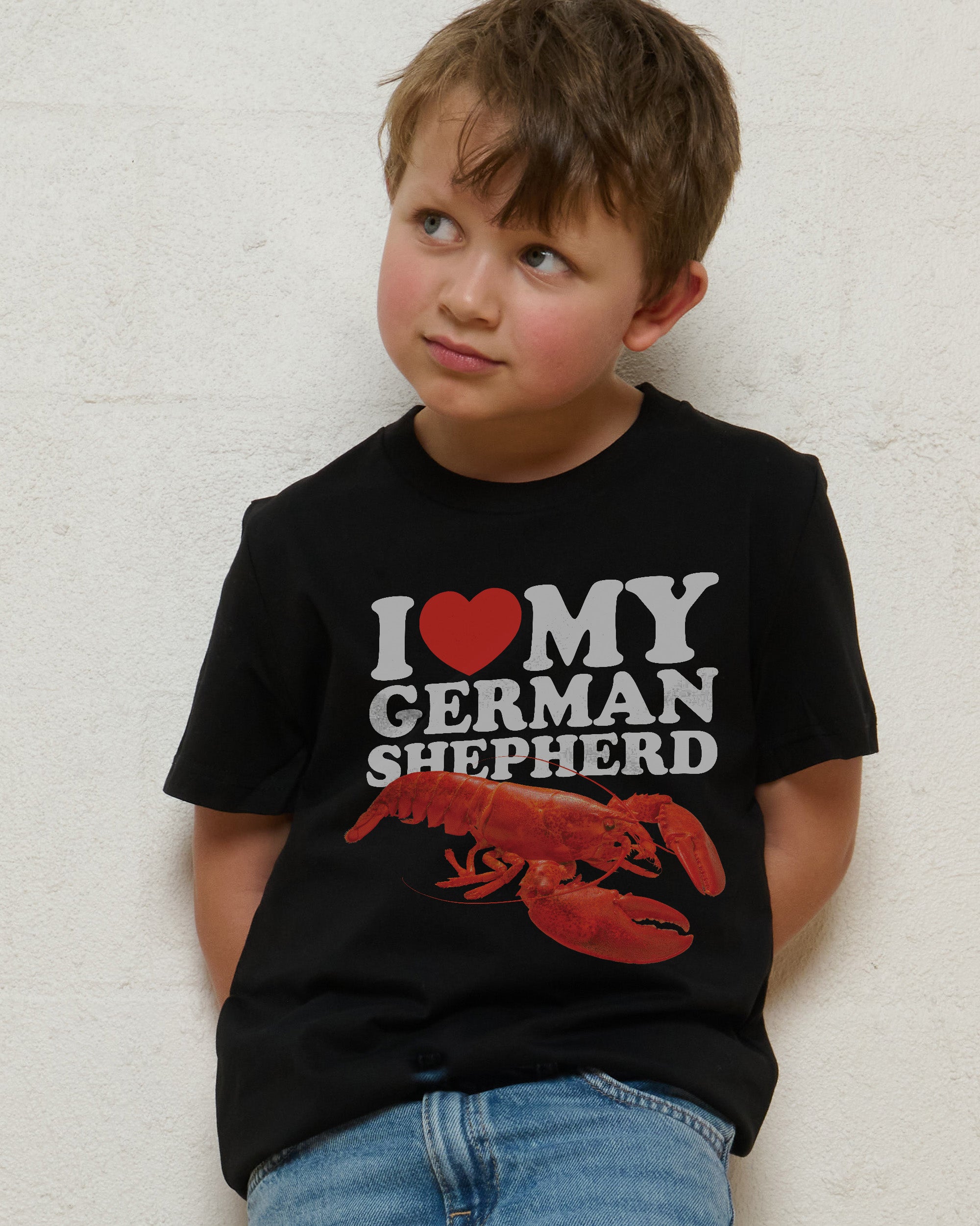 I Love My German Shepherd Black Kids T-Shirt