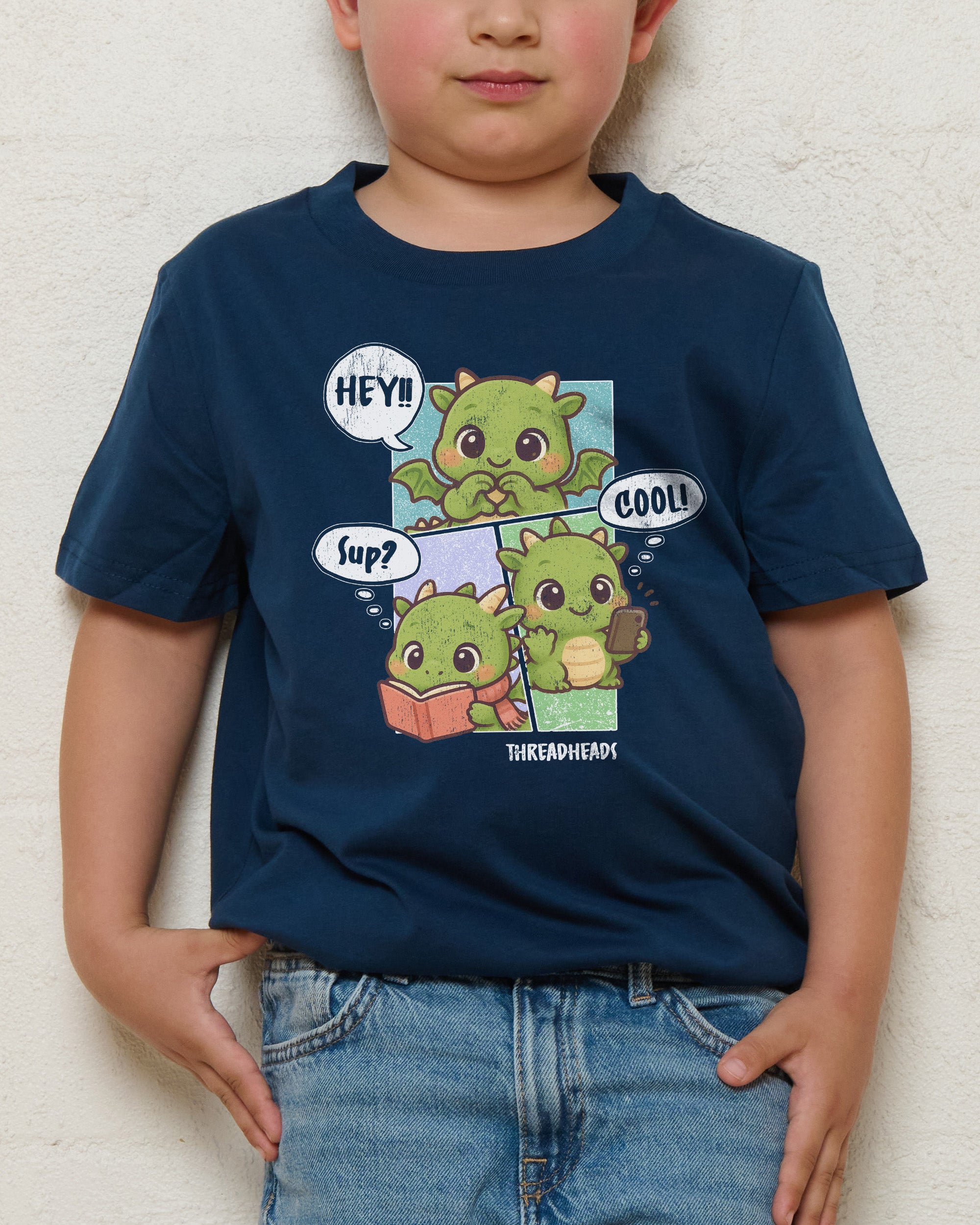 Dino Talk Navy Kids T-Shirt