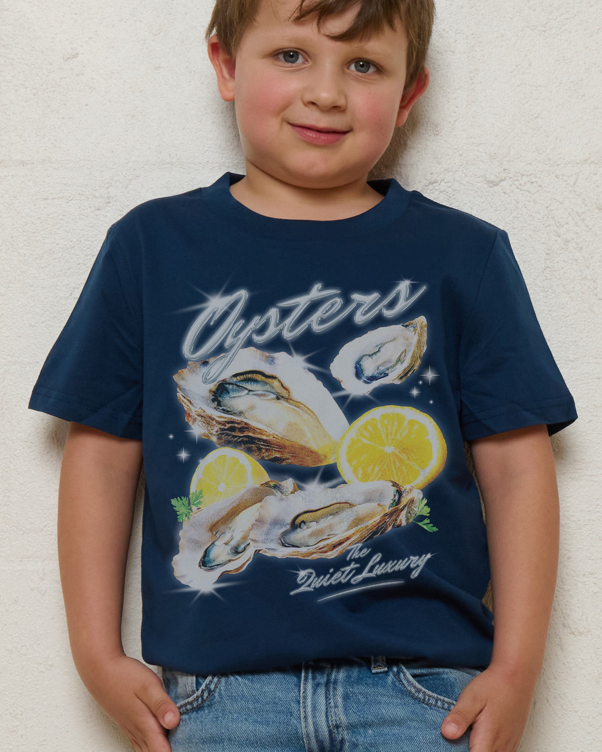 Oysters, The Quiet Luxury Navy Kids T-Shirt