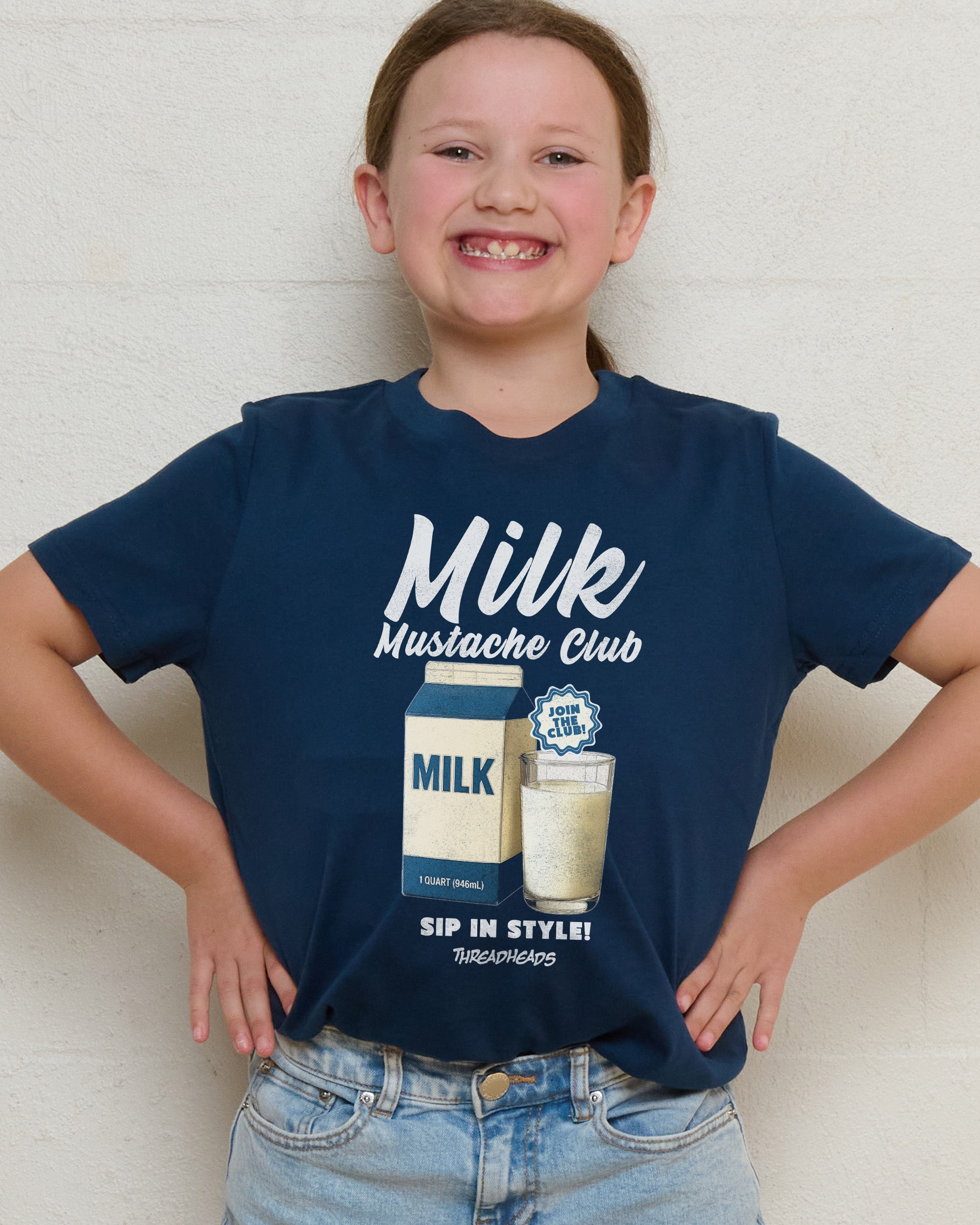 Milk Mustache Club Navy Kids T-Shirt