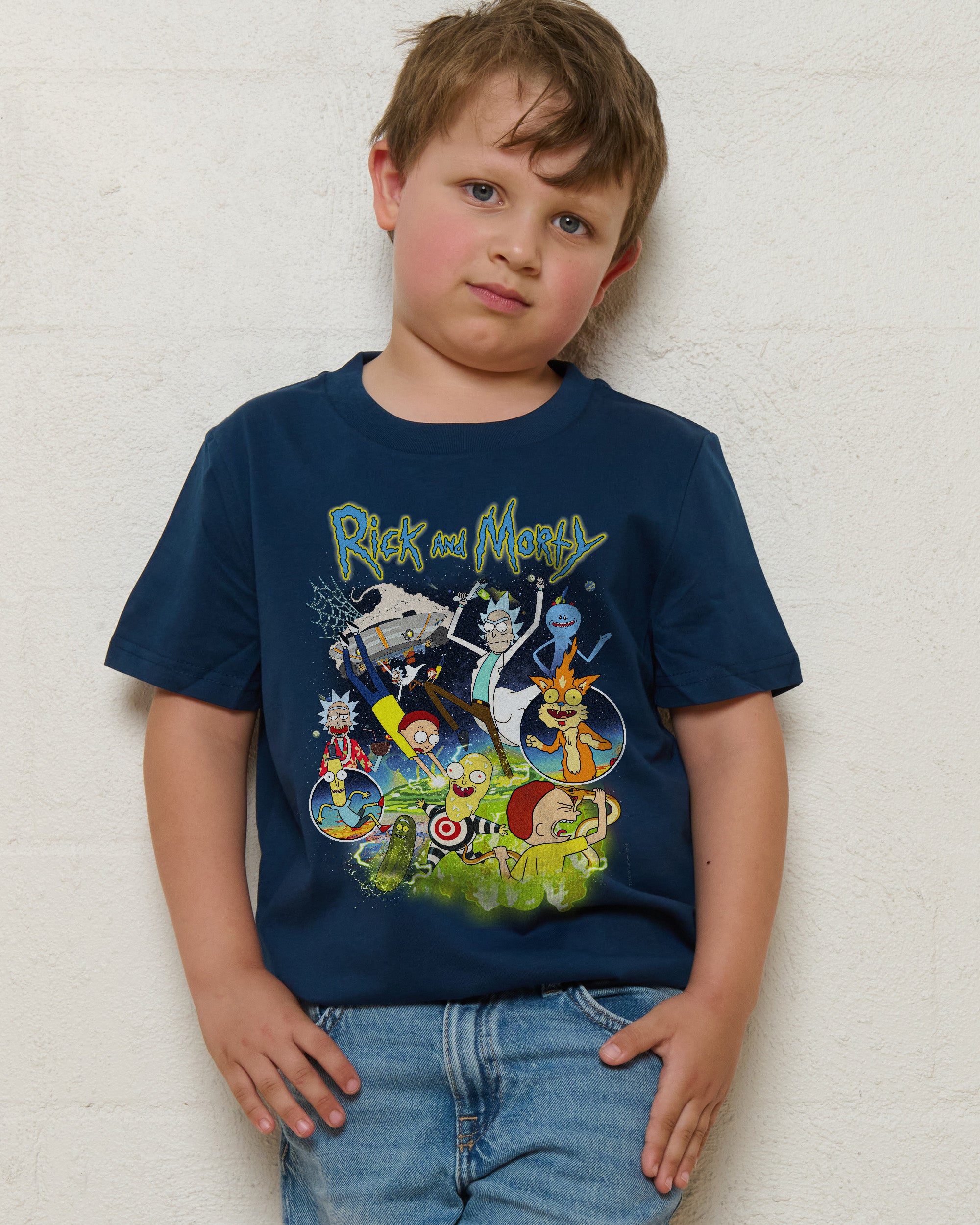 Rick and Morty Vintage Navy Kids T-Shirt