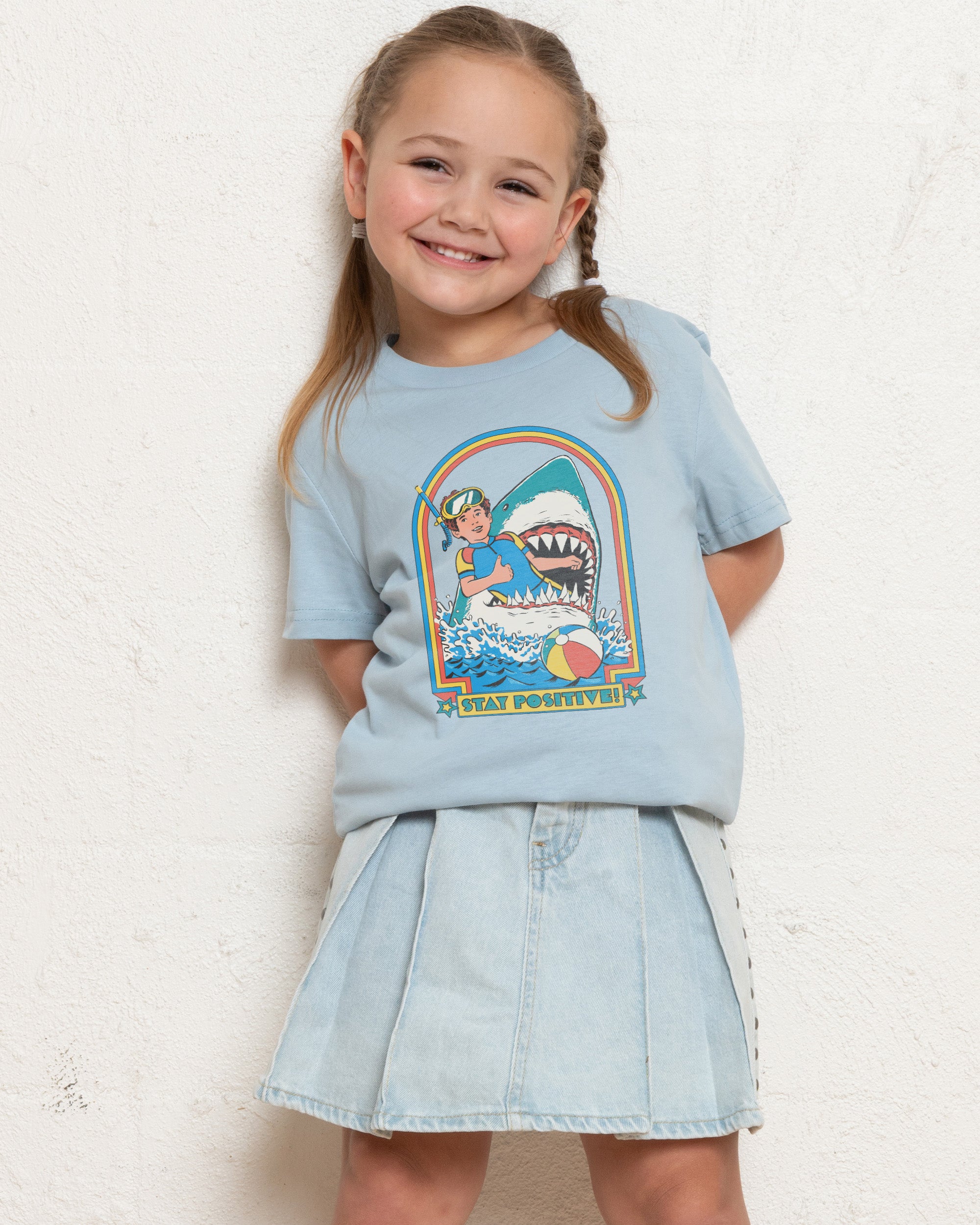 Stay Positive Pale Blue Kids T-Shirt