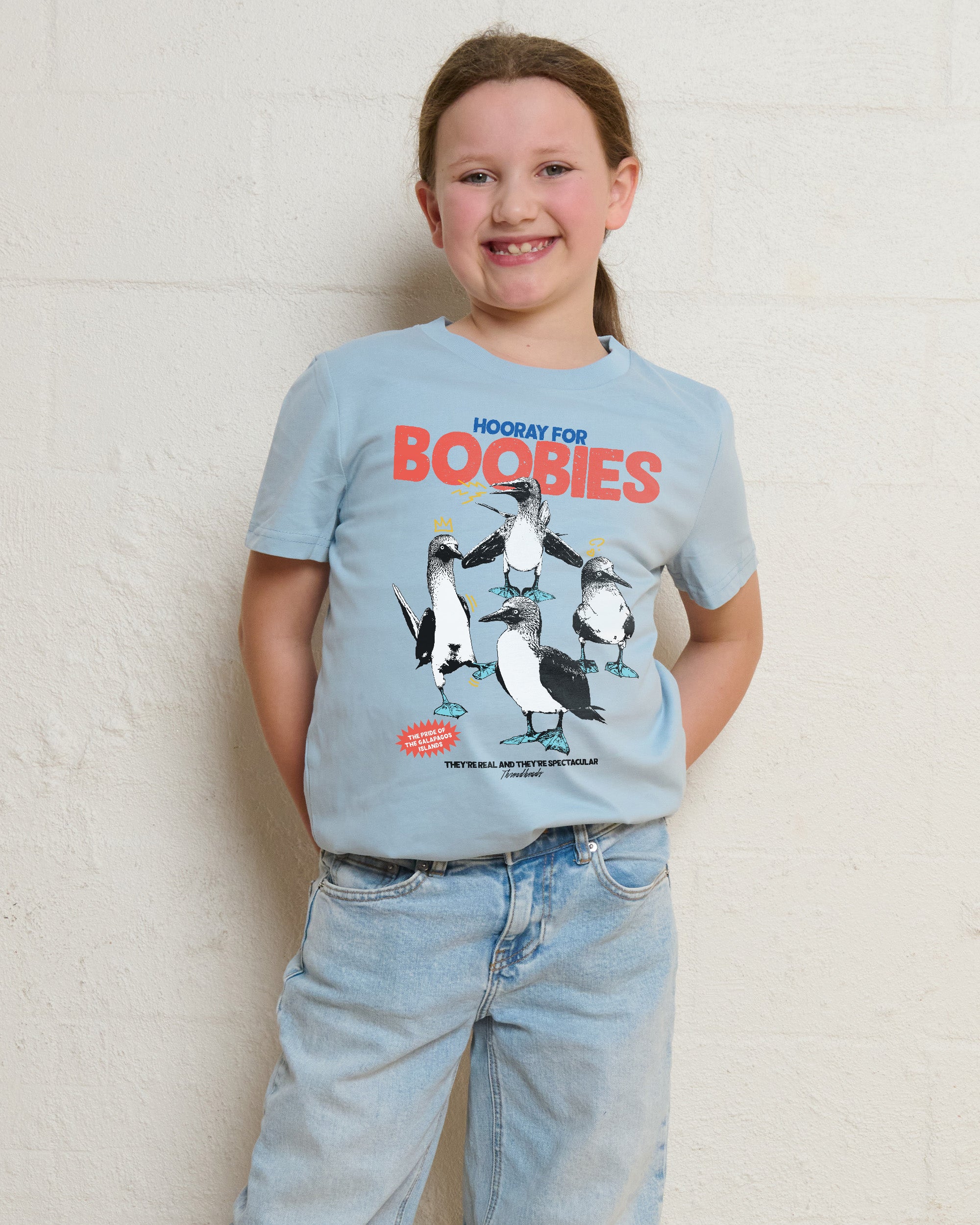 Hooray for Boobies Pale Blue Kids T-Shirt