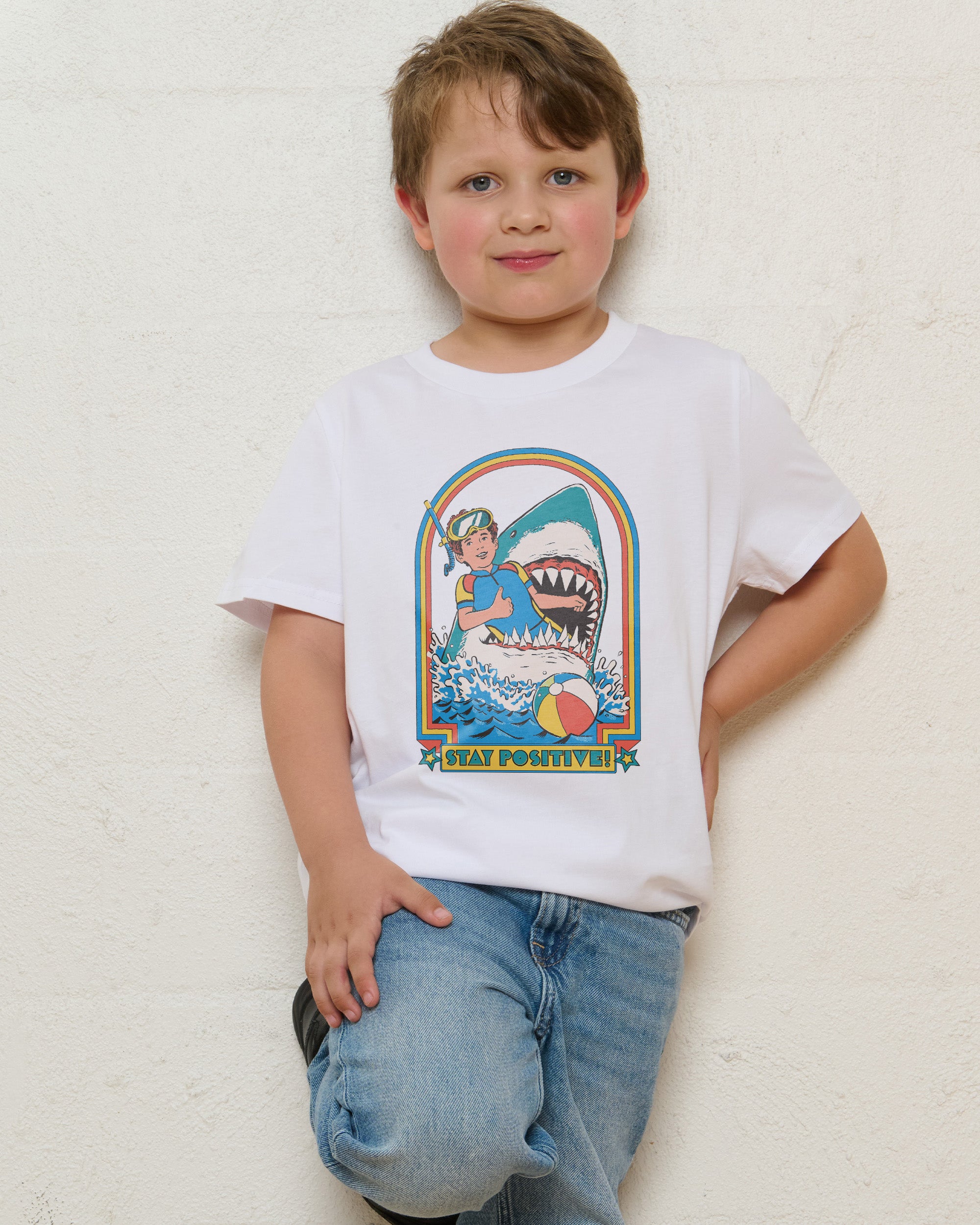 Stay Positive White Kids T-Shirt