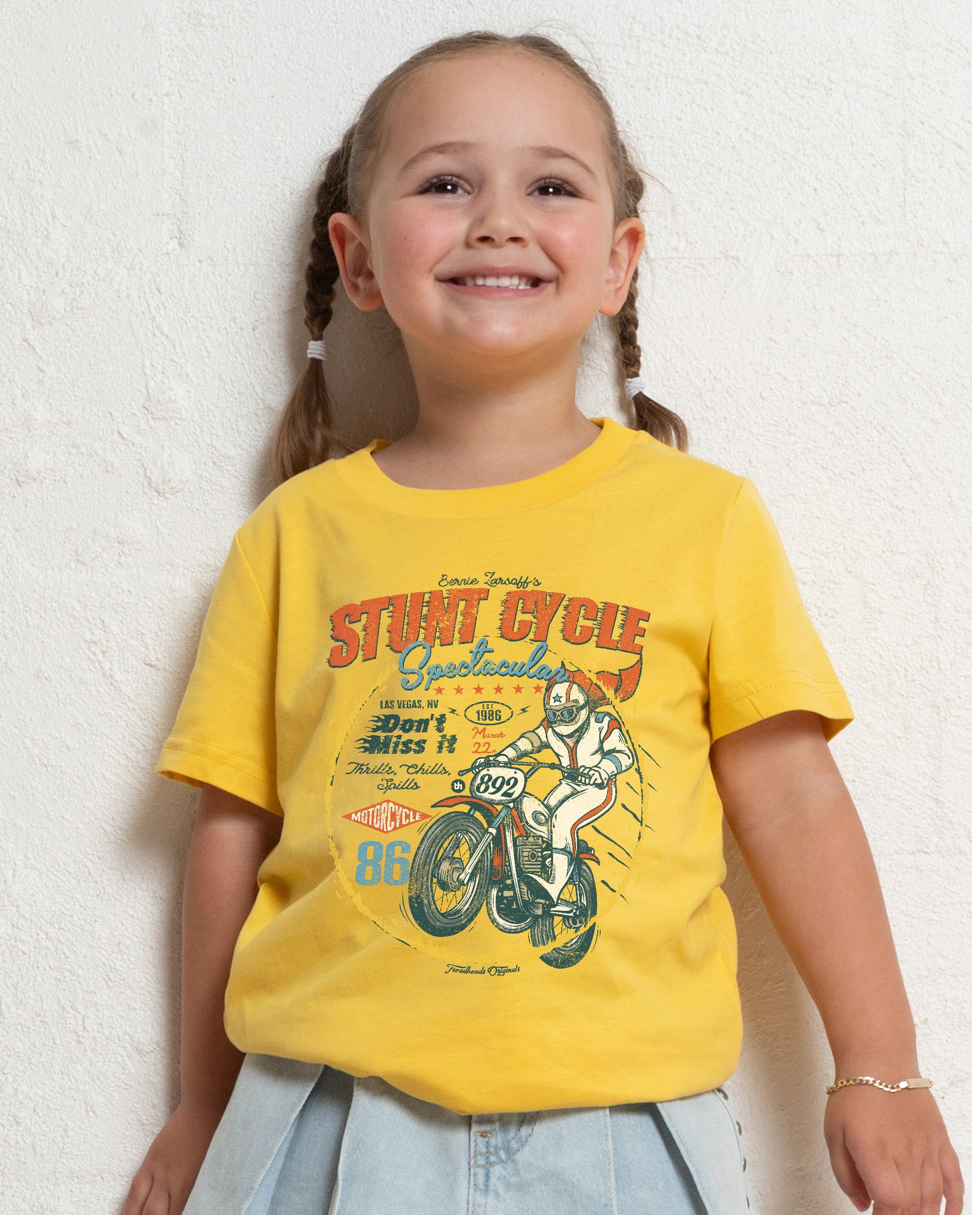 Stunt Cycle Yellow Kids T-Shirt