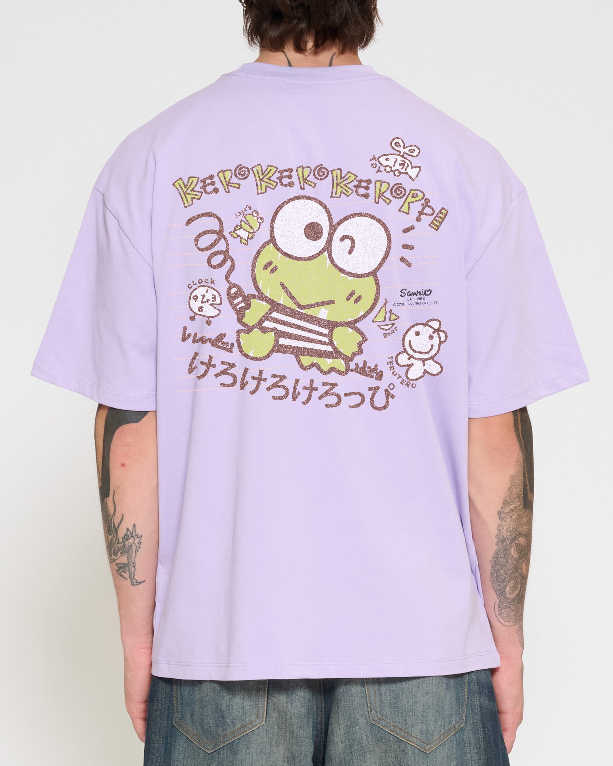 Keroppi Scribble Oversized Tee Official Hello Kitty and Friends collab Threadheads