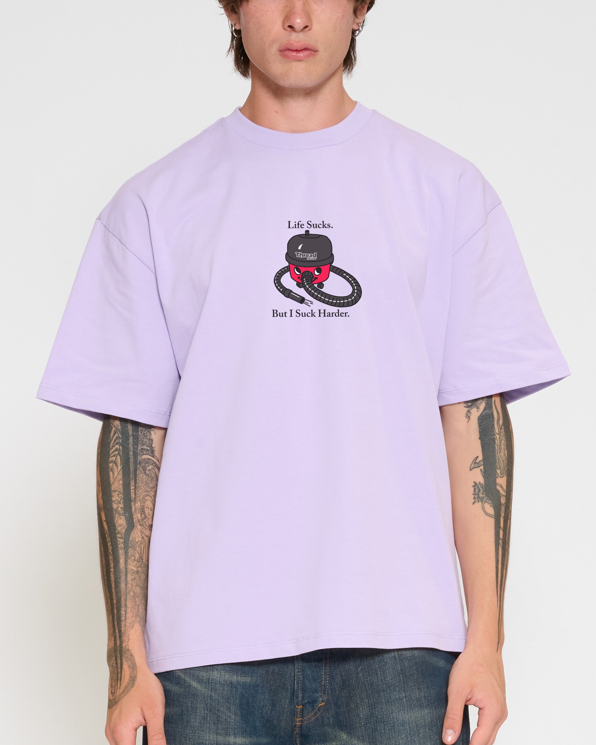 Life Sucks Lilac Oversized Tee