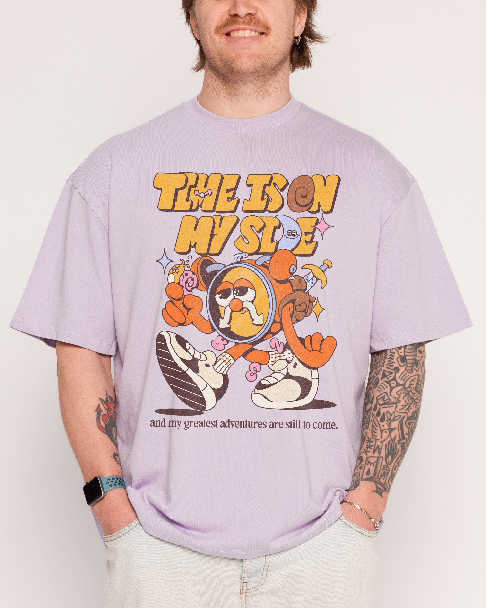 Time is on My Side Lilac Oversized Tee