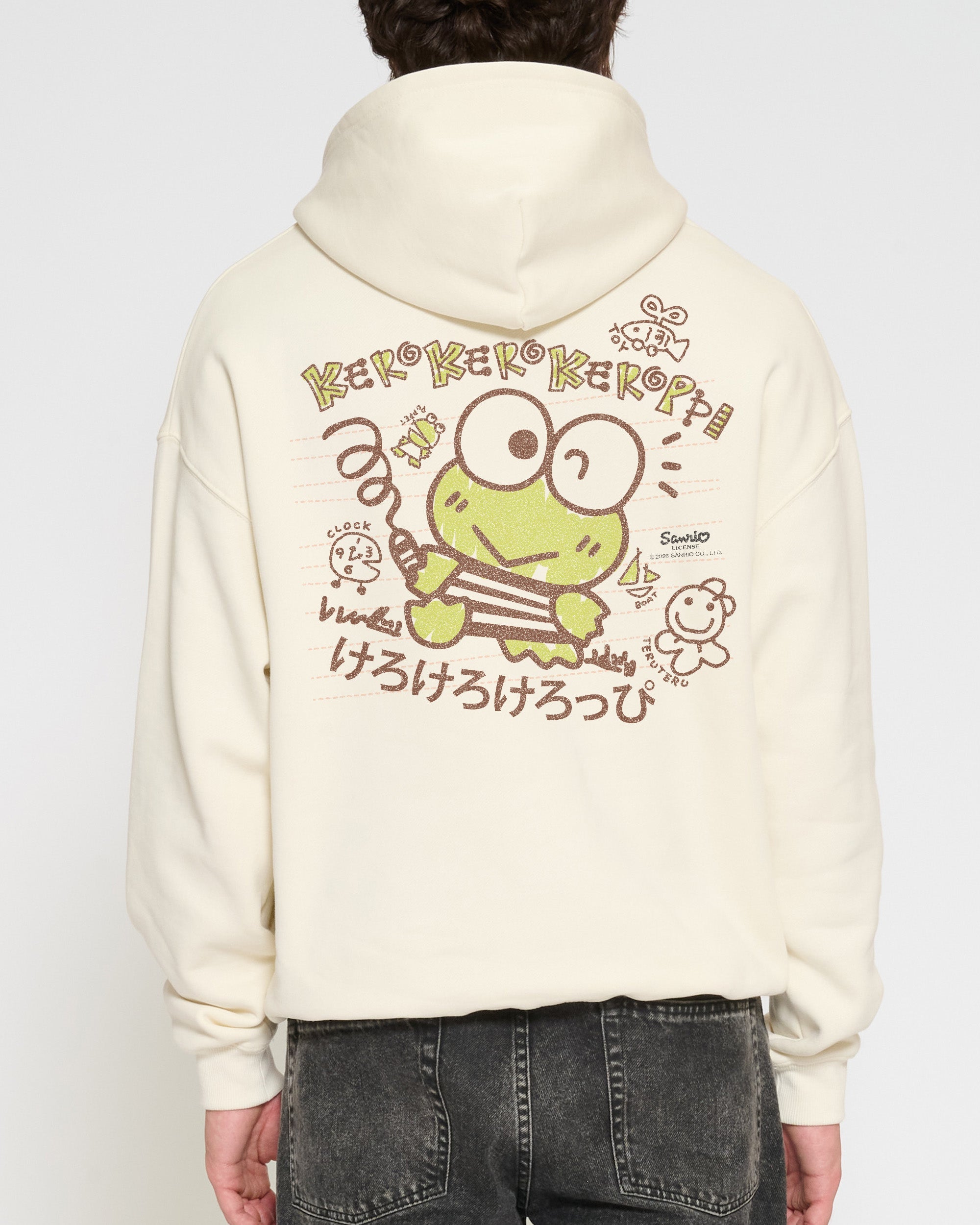 Keroppi Scribble Hoodie Official Hello Kitty and Friends collab Threadheads