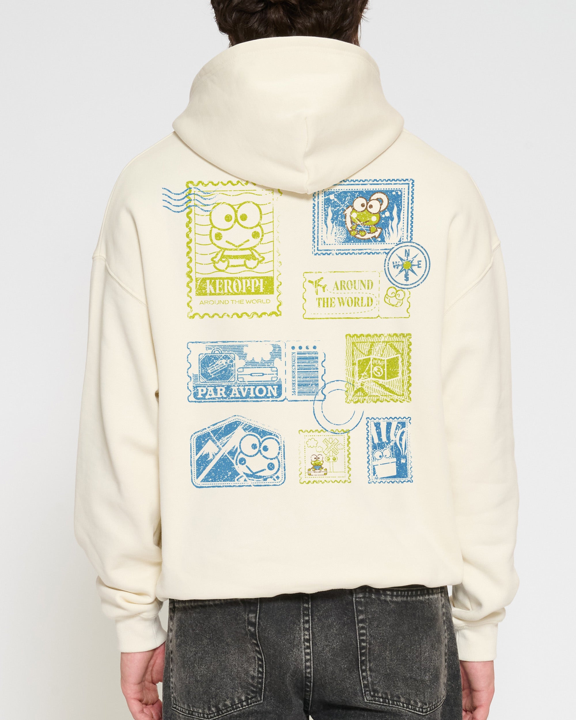 Keroppi Stamp Hoodie Official Hello Kitty and Friends collab Threadheads