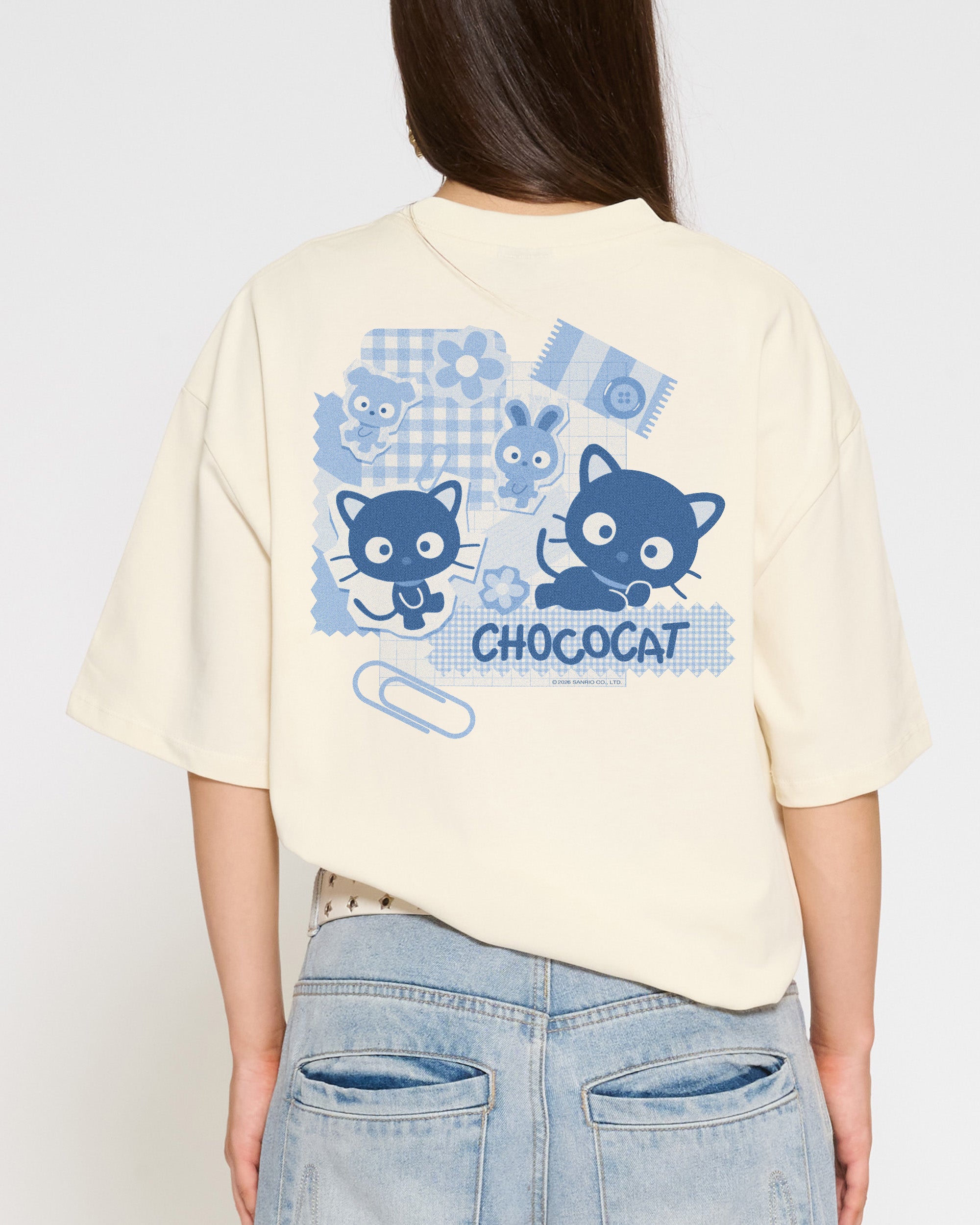 Chococat Scrapbook Oversized Tee Official Hello Kitty and Friends collab Threadheads
