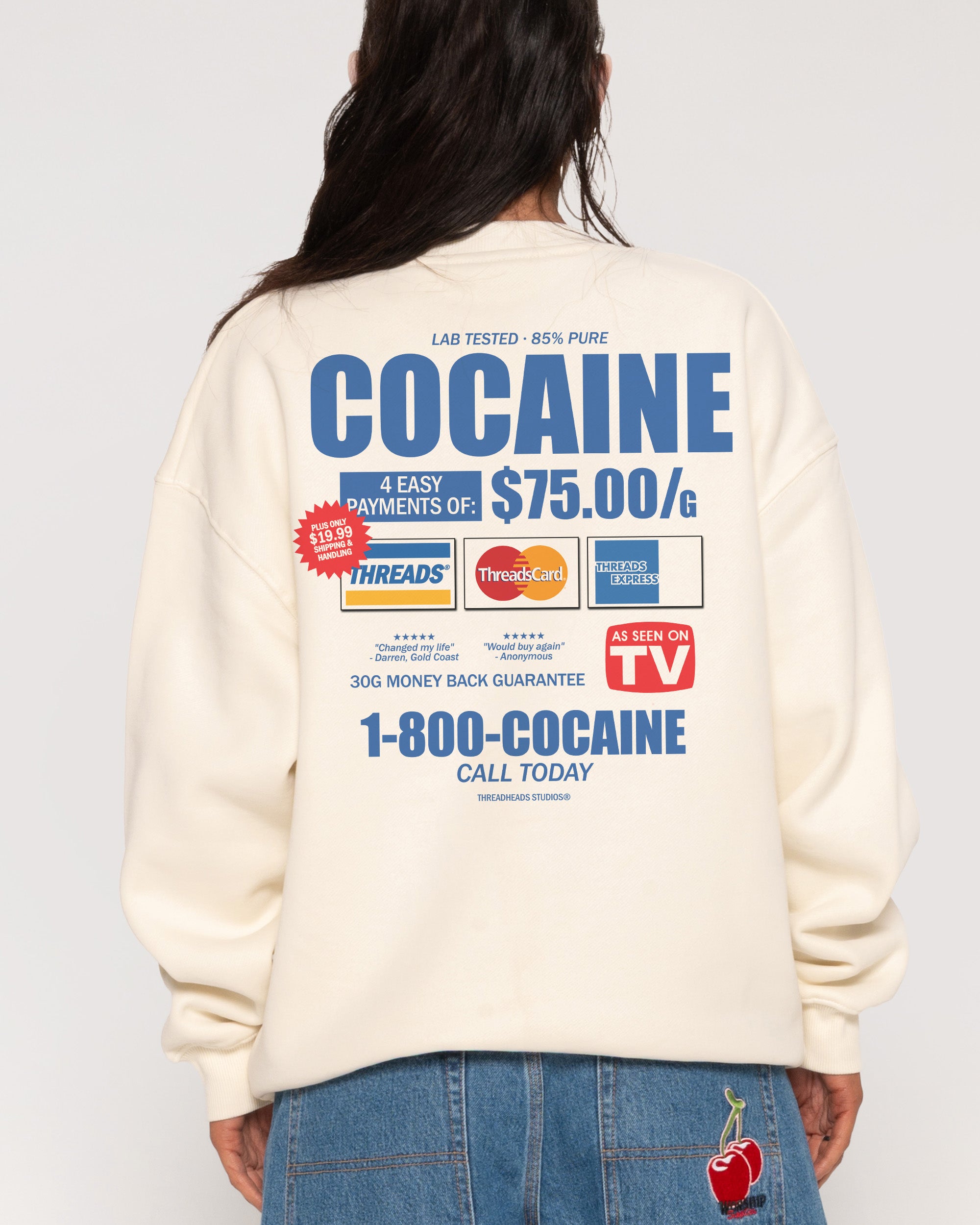 1-800-Cocaine Natural Sweatshirt