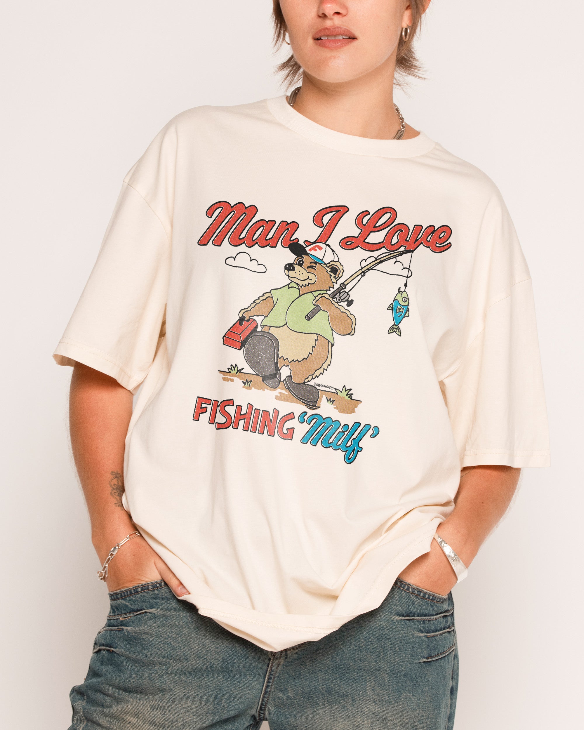 MILF Fishing Natural T-Shirt