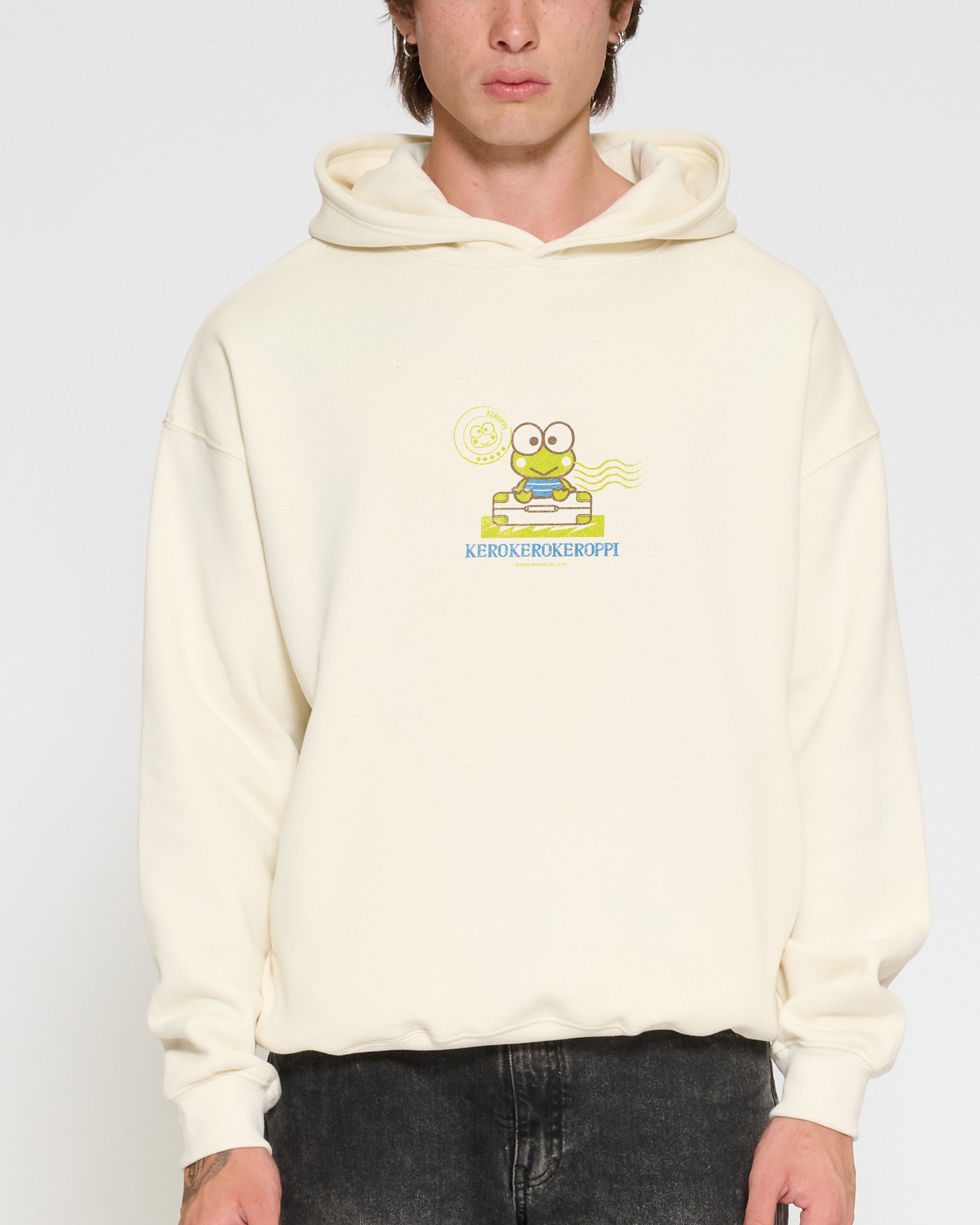 Keroppi Stamp Hoodie Official Hello Kitty and Friends collab Threadheads