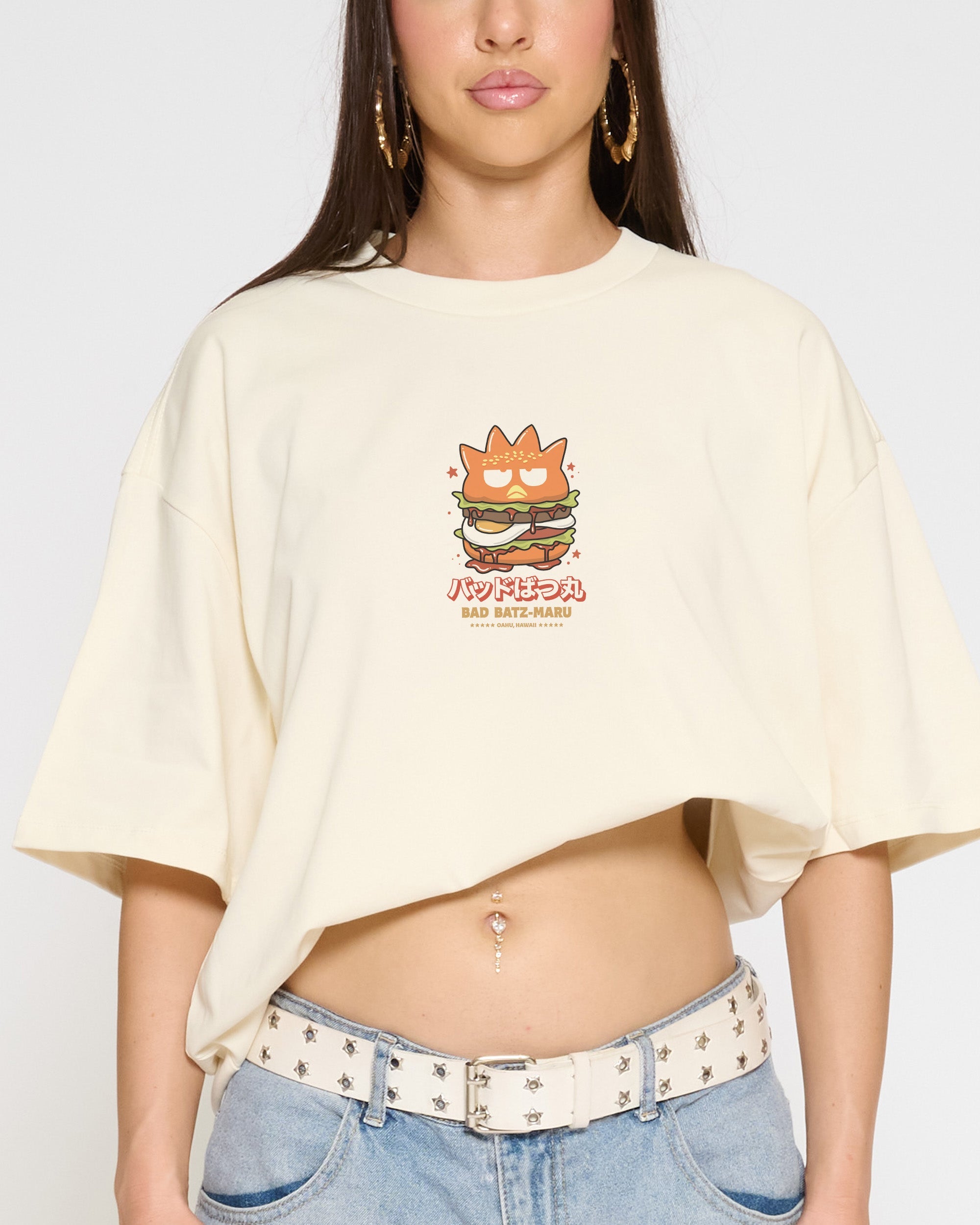 Bad Badtz-Maru Burger Oversized Tee Official Hello Kitty and Friends collab Threadheads