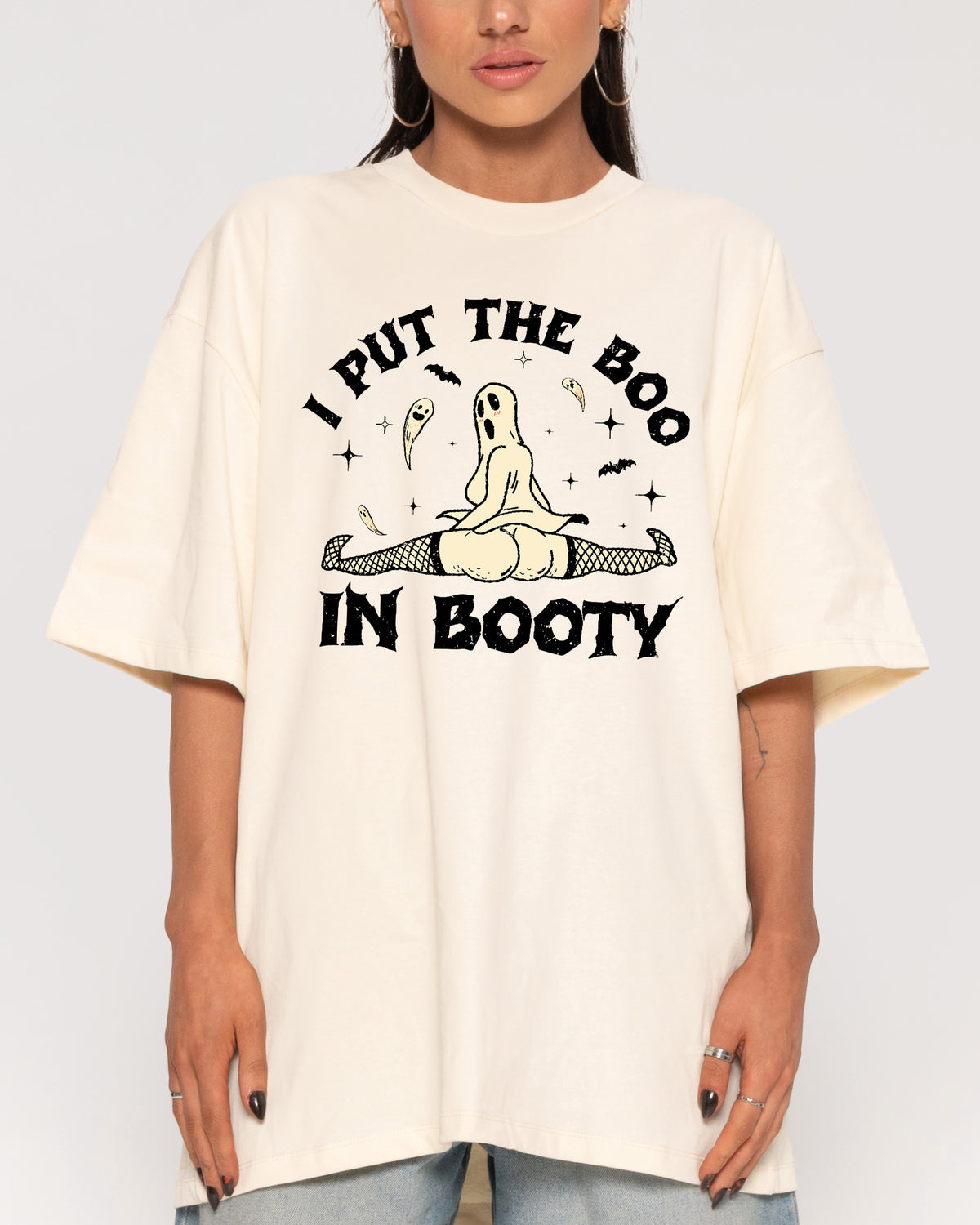 Boo in Booty Natural Oversized Tee