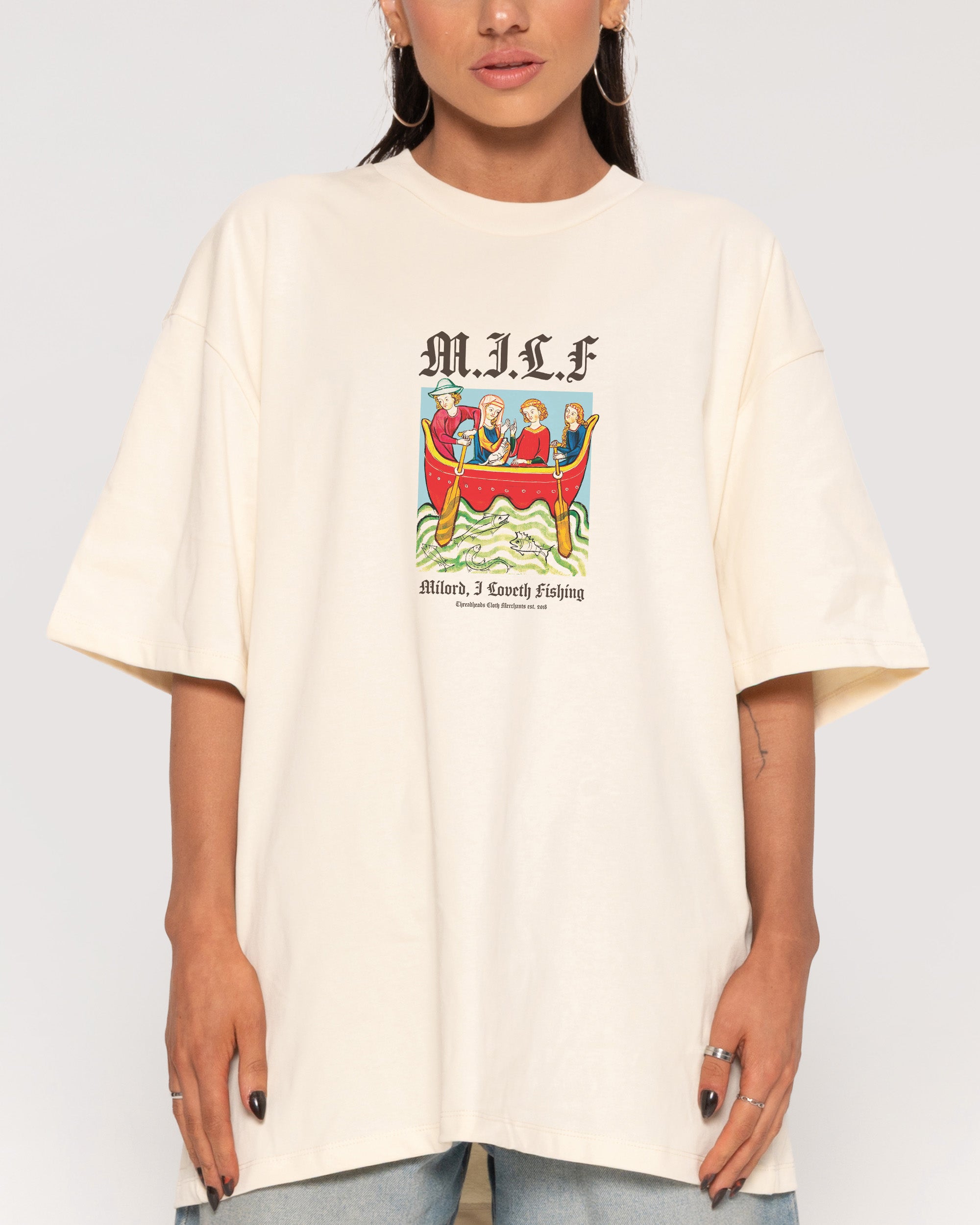 Milord, I Love Fishing Natural Oversized Tee