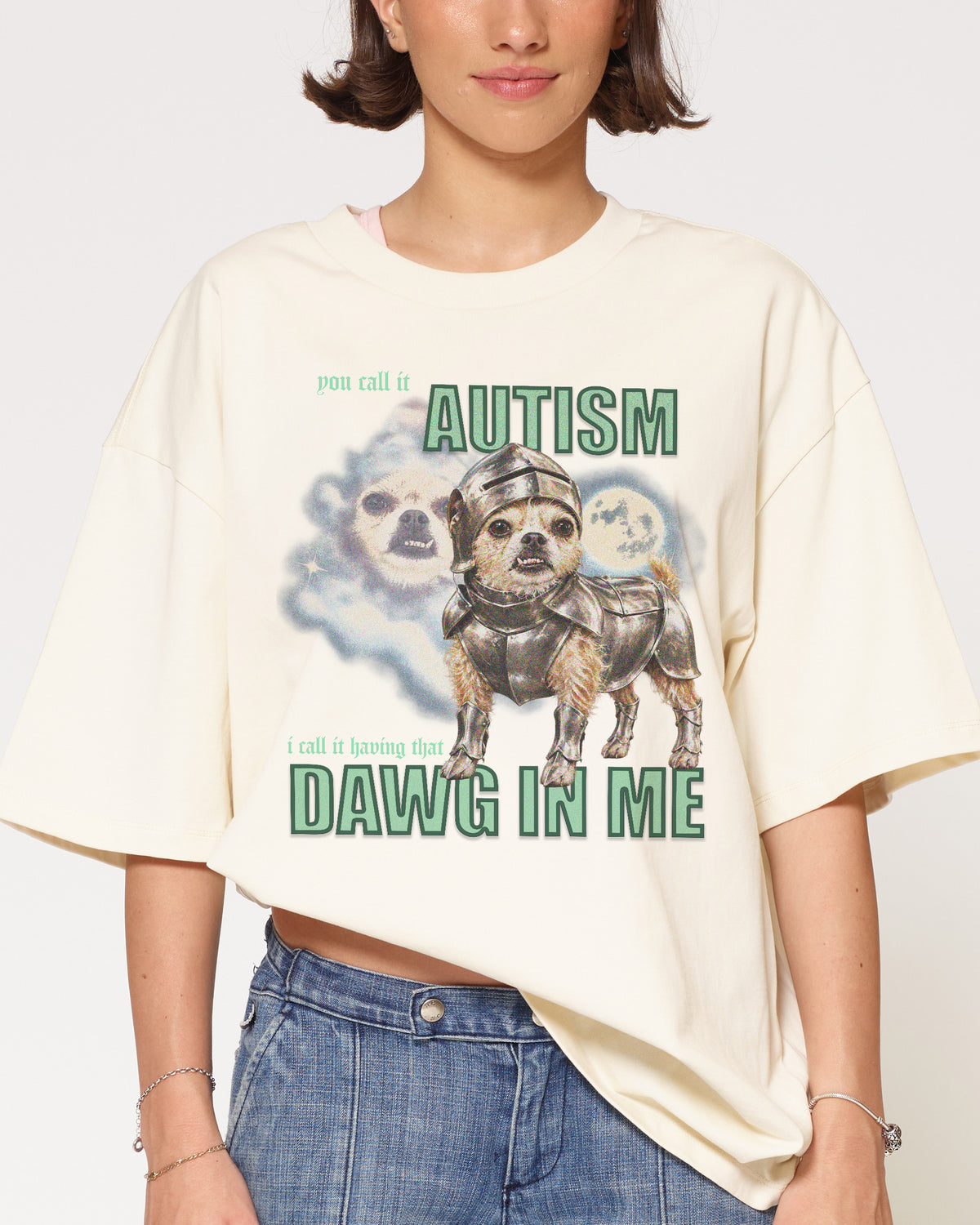 Dawg in Me Natural Oversized Tee