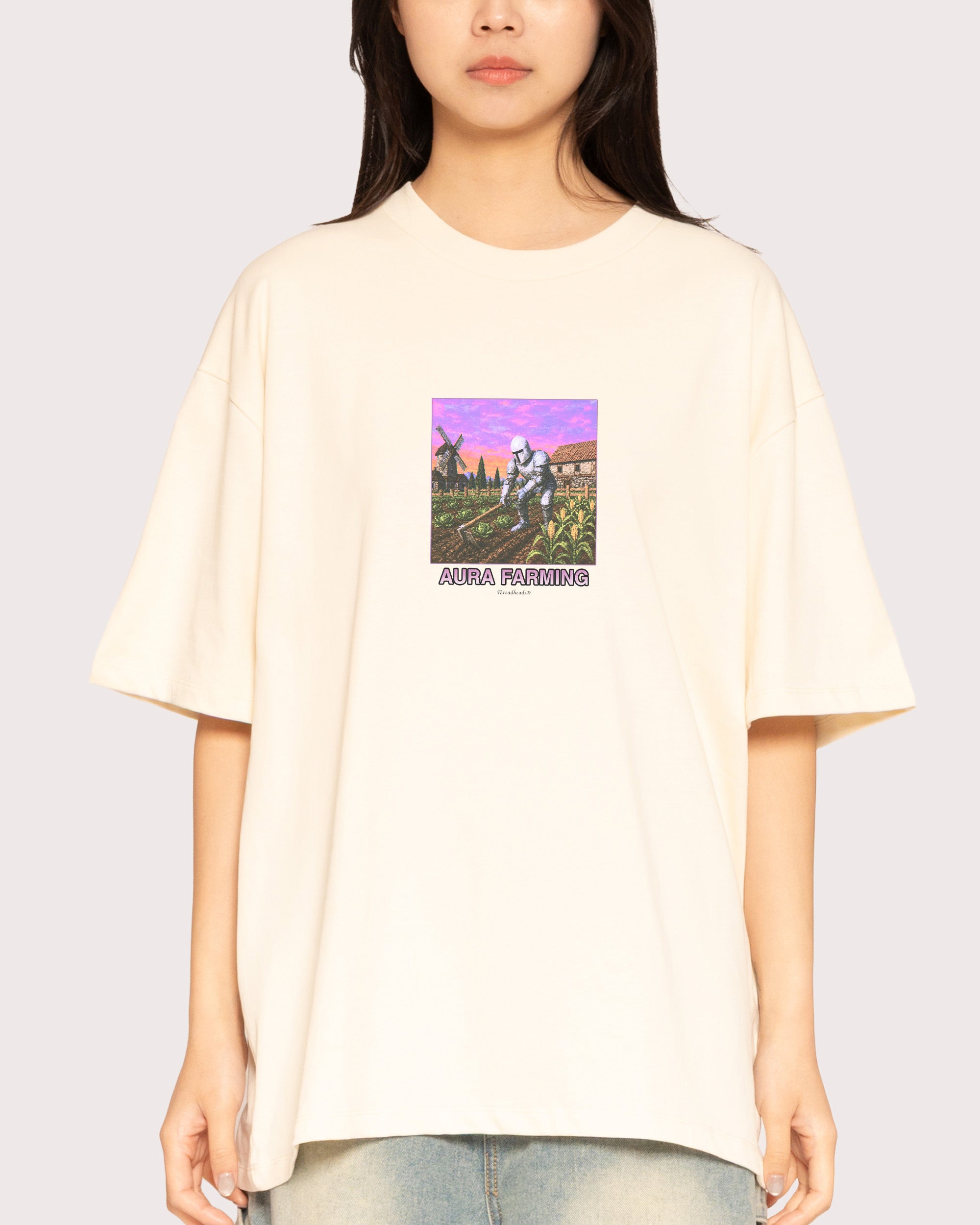 Aura Farming Natural Oversized Tee