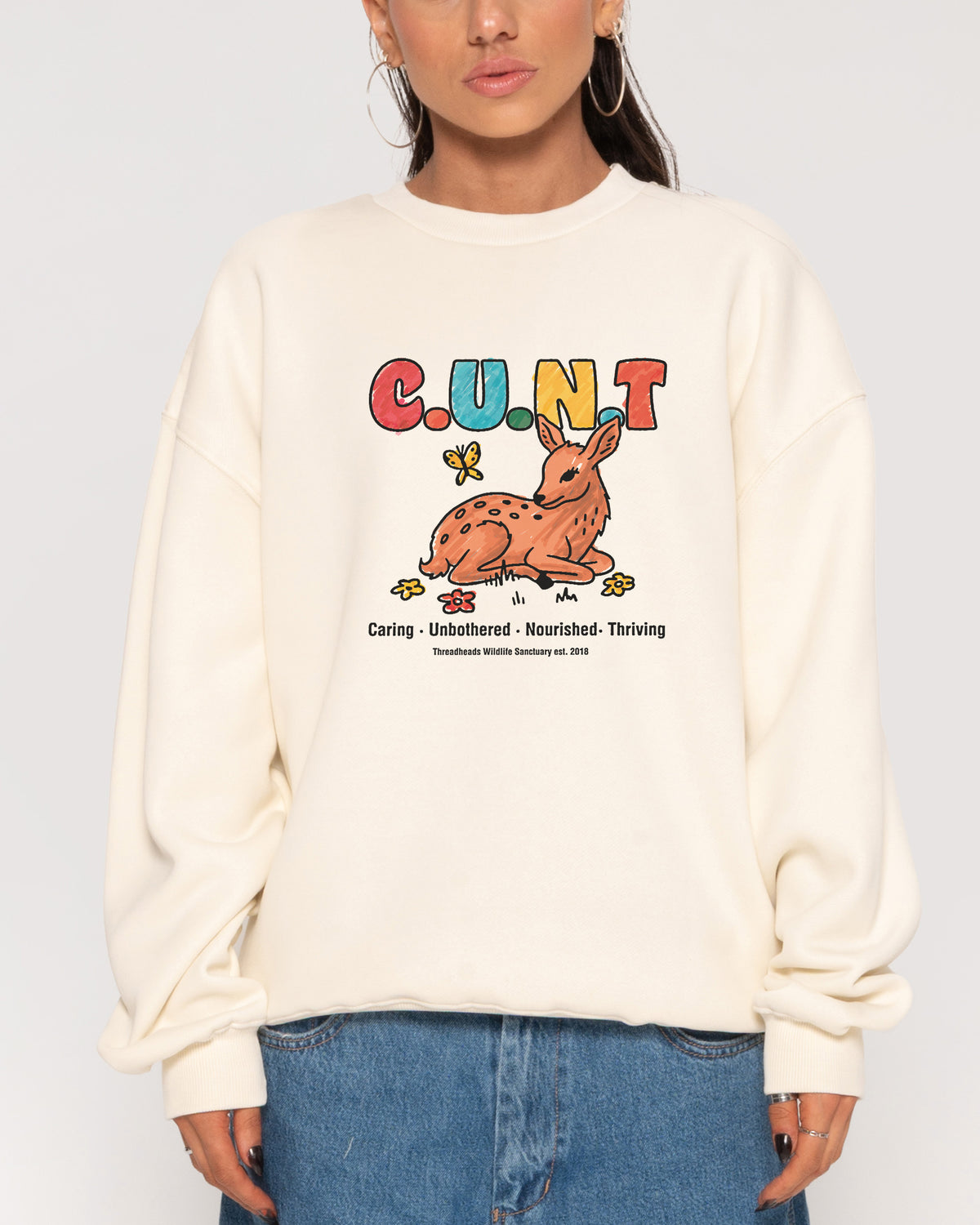 Caring Unbothered Nourished Thriving Natural Sweatshirt