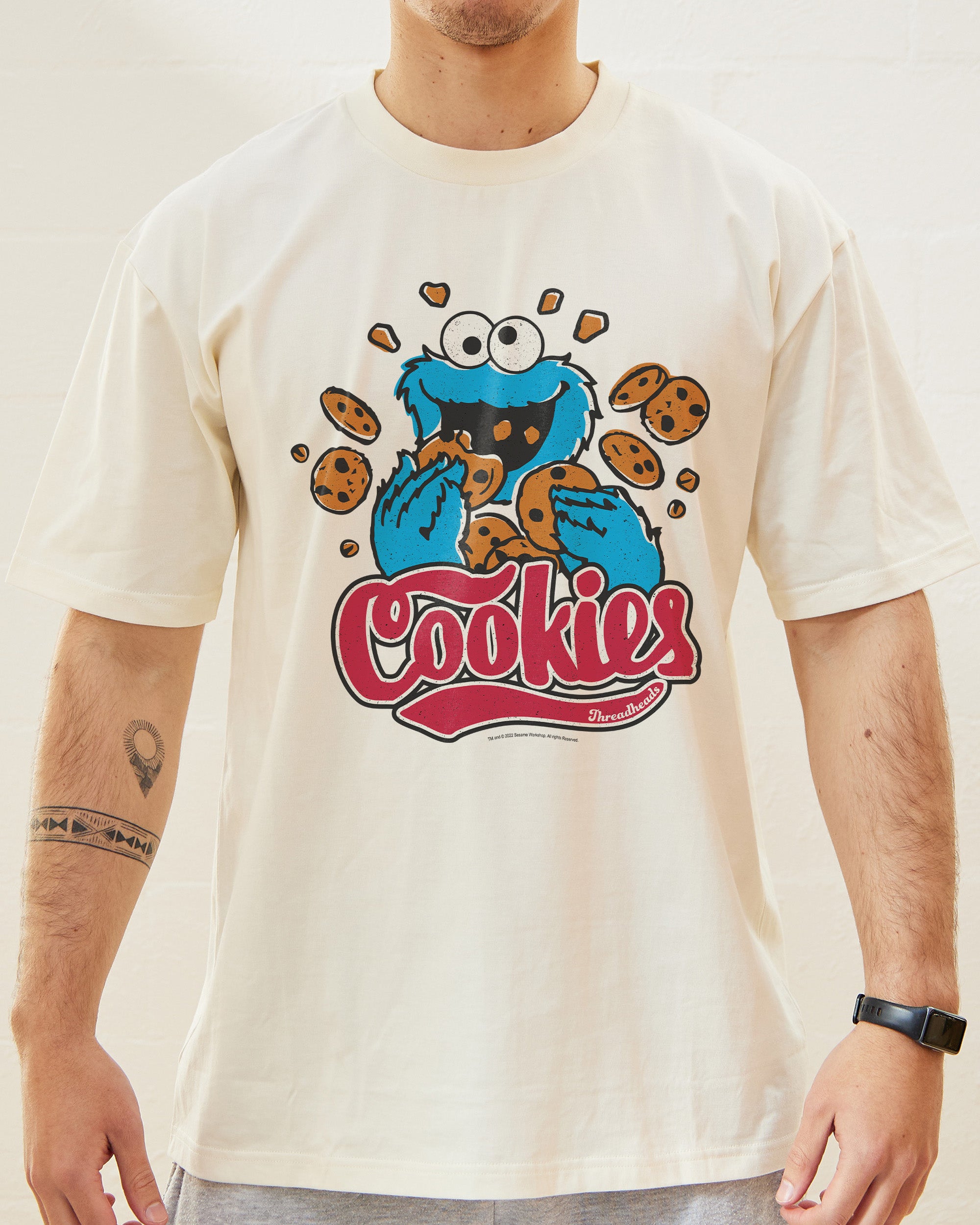 monsters shirt Sesame Street Cookie Monster Cookies T-Shirt | Regular Fit | 2XL | Natural | 100% Cotton