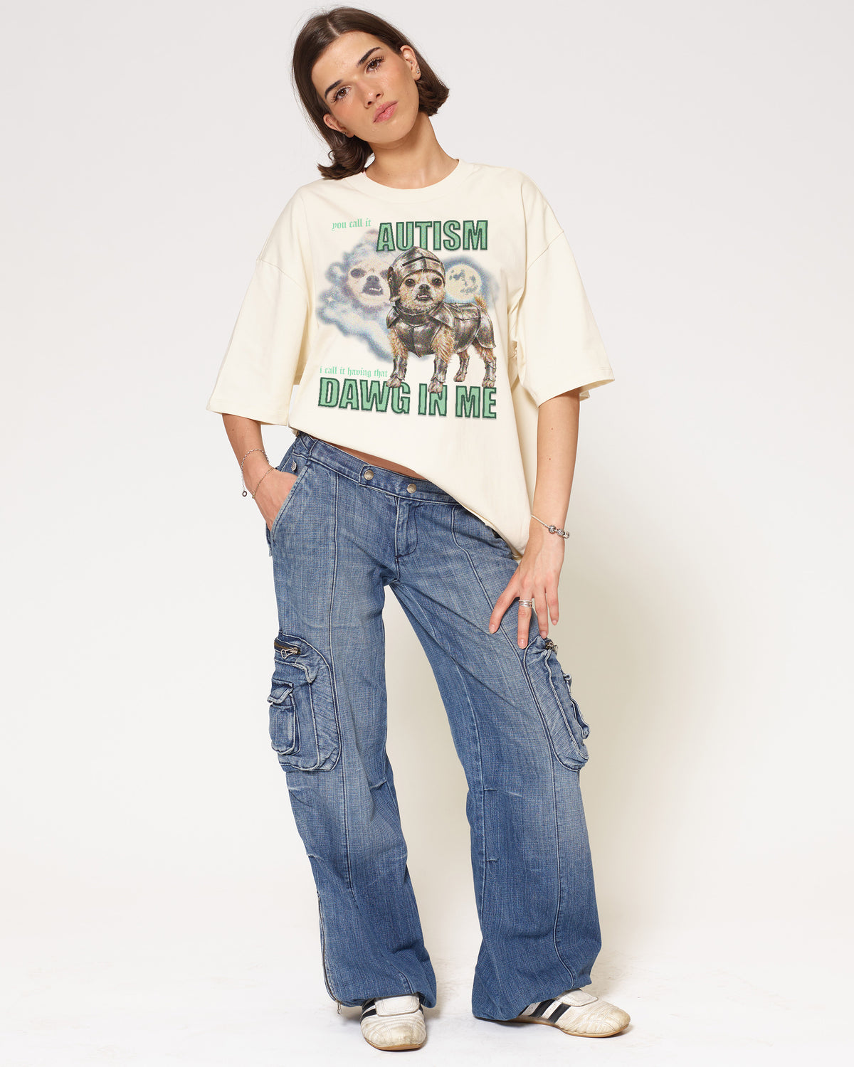 Dawg in Me Natural Oversized Tee