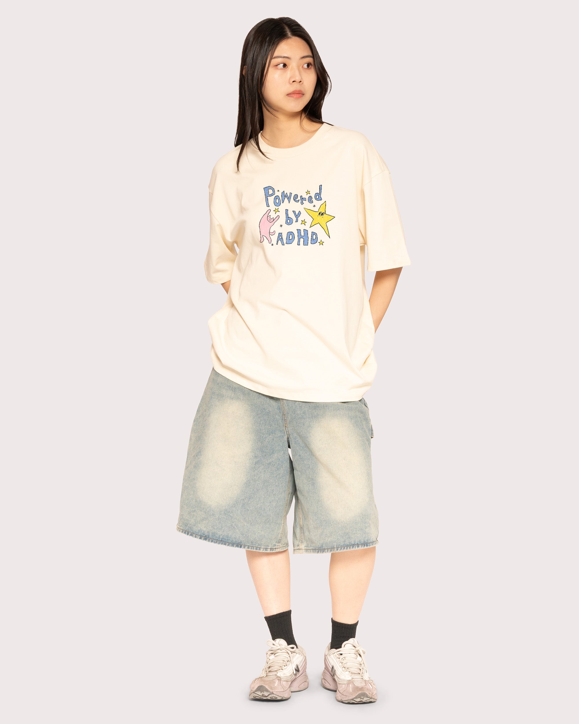 Powered by ADHD Natural Oversized Tee