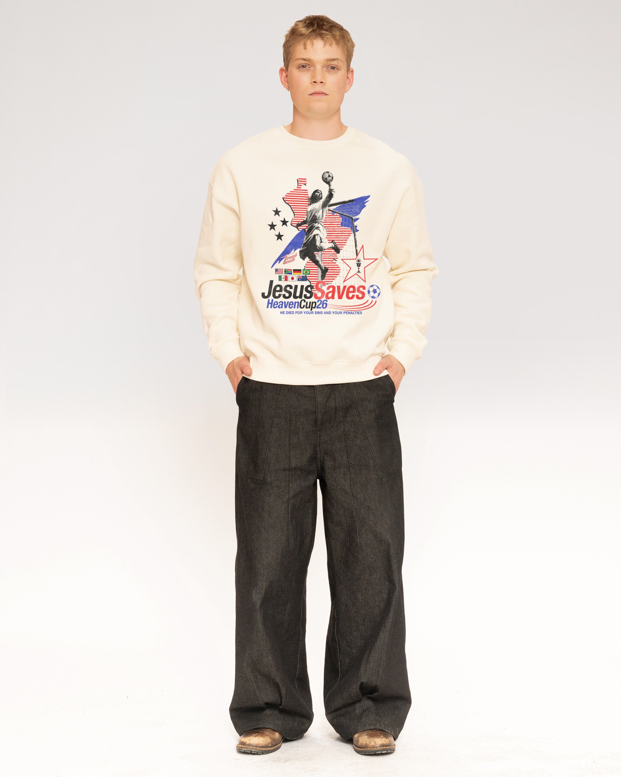 Jesus Saves '26 Natural Sweatshirt