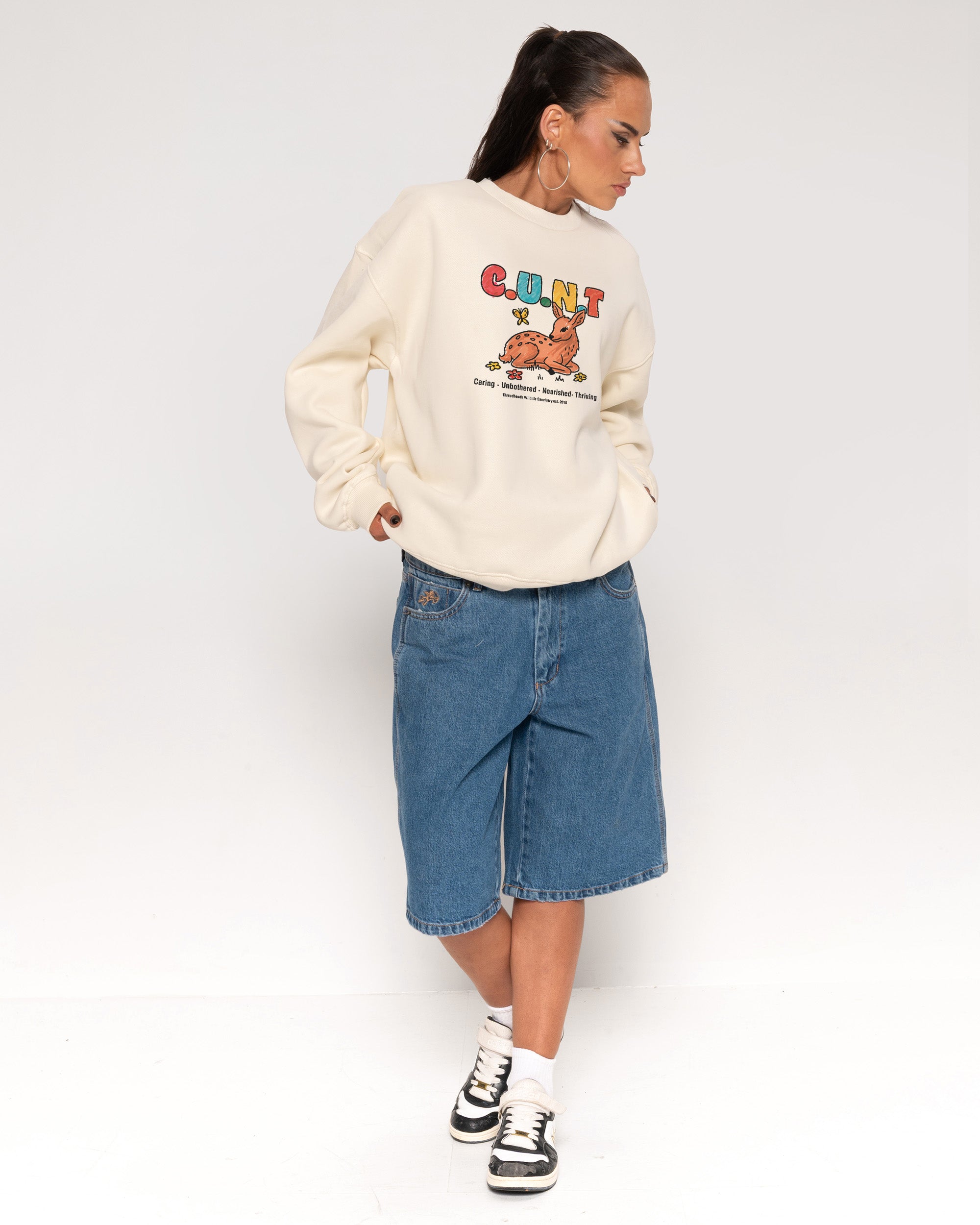 Caring Unbothered Nourished Thriving Natural Sweatshirt