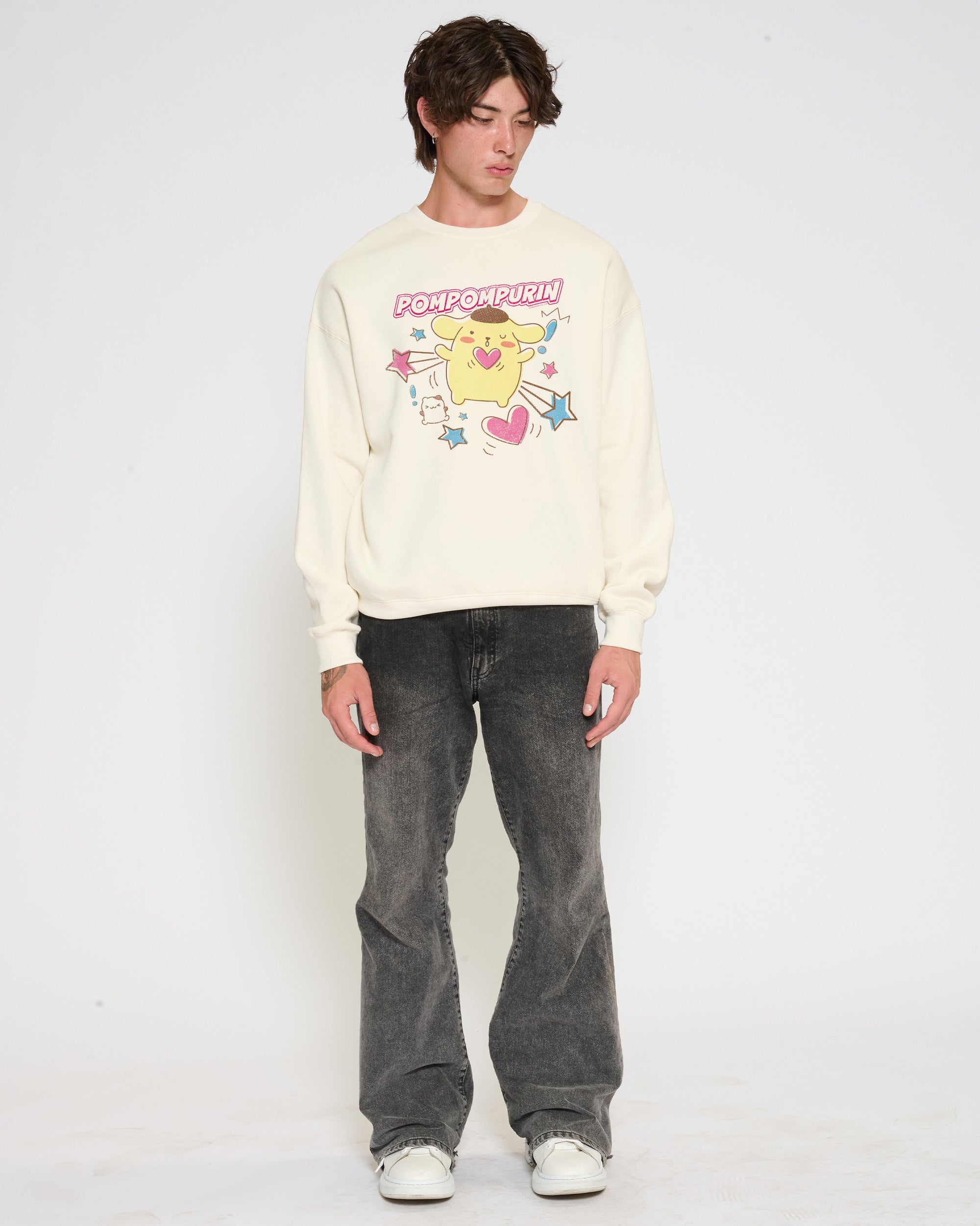 Pompompurin Hearts Sweatshirt Official Hello Kitty and Friends collab Threadheads