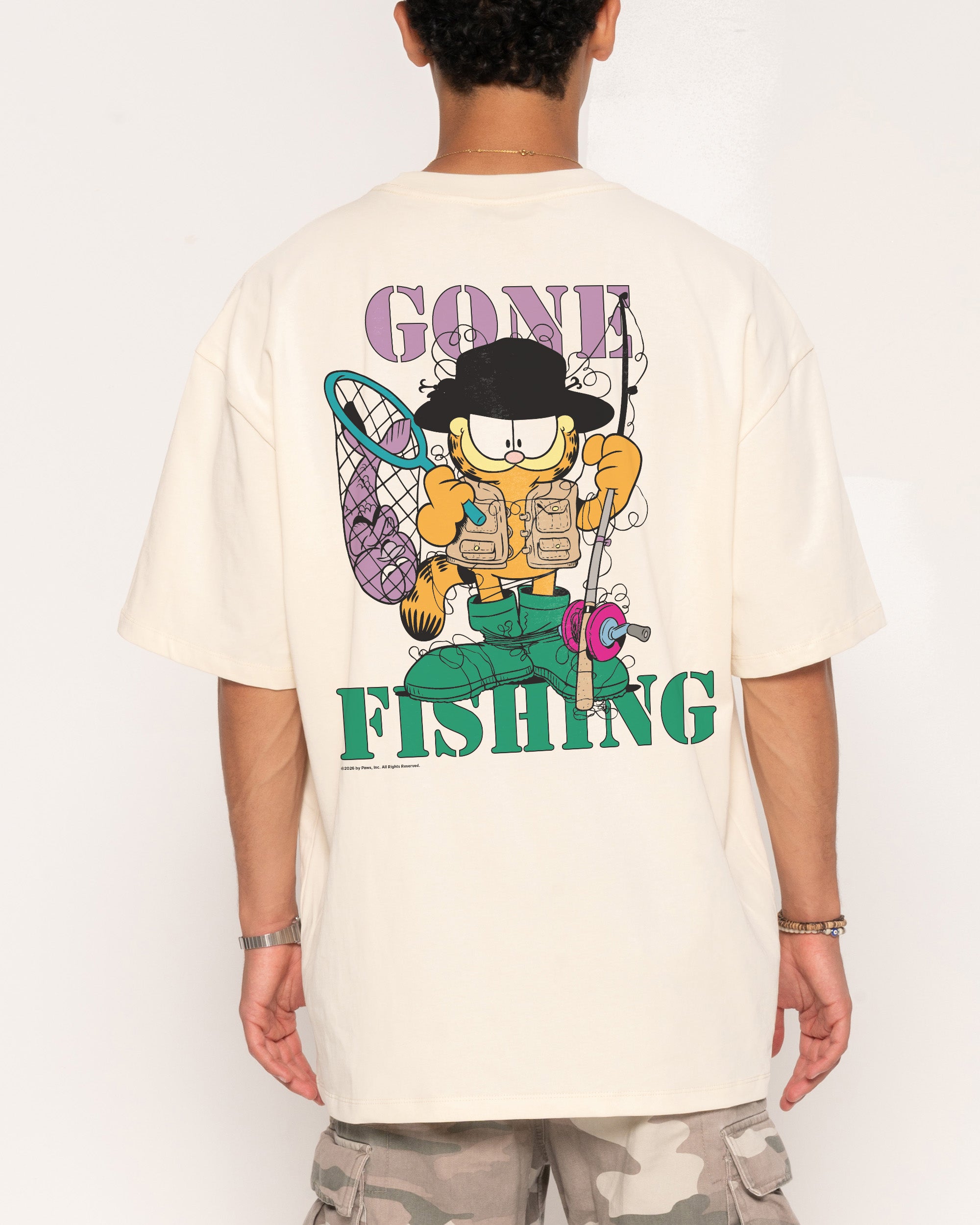Gone Fishing Natural Oversized Tee