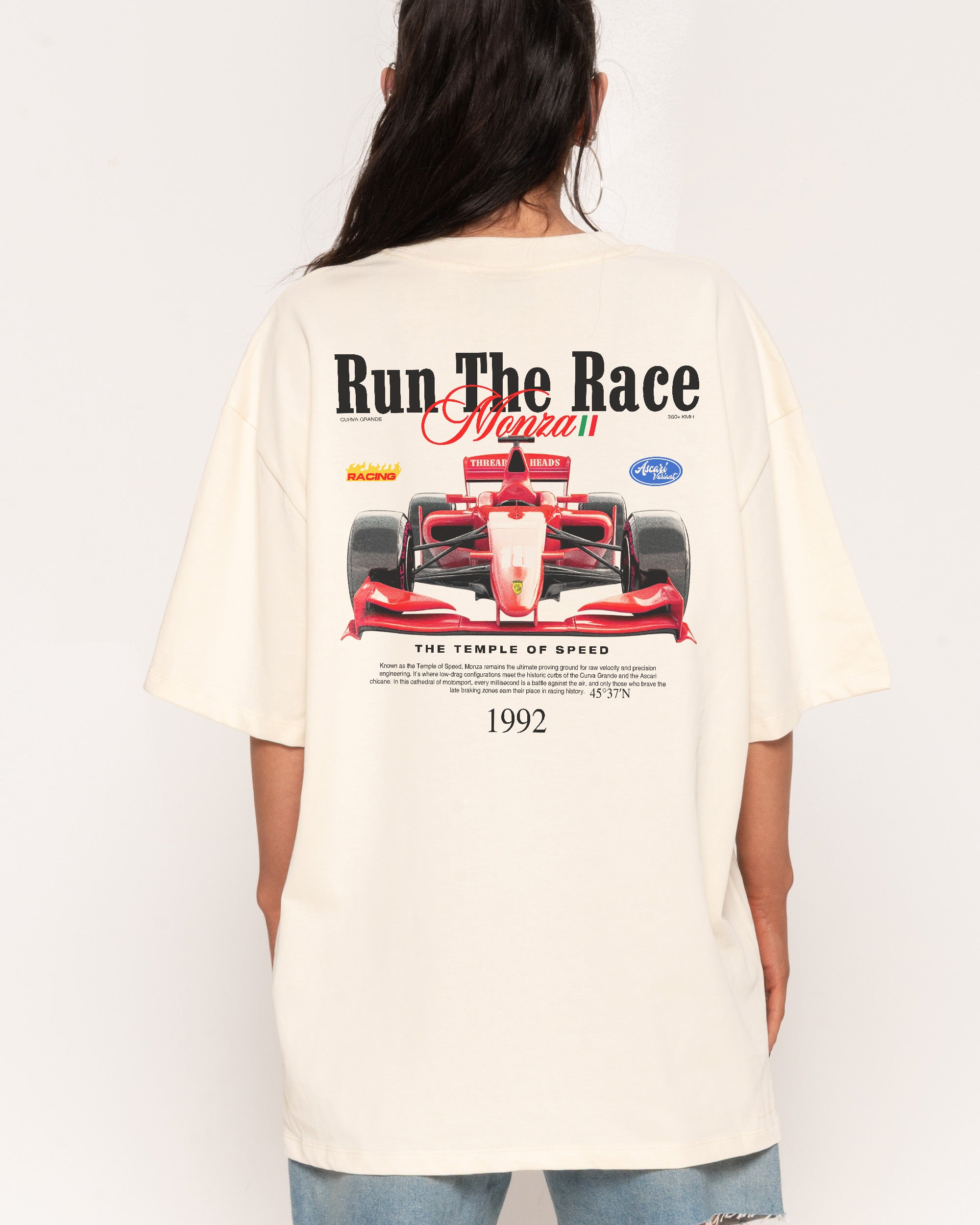 Run the Race Natural Oversized Tee