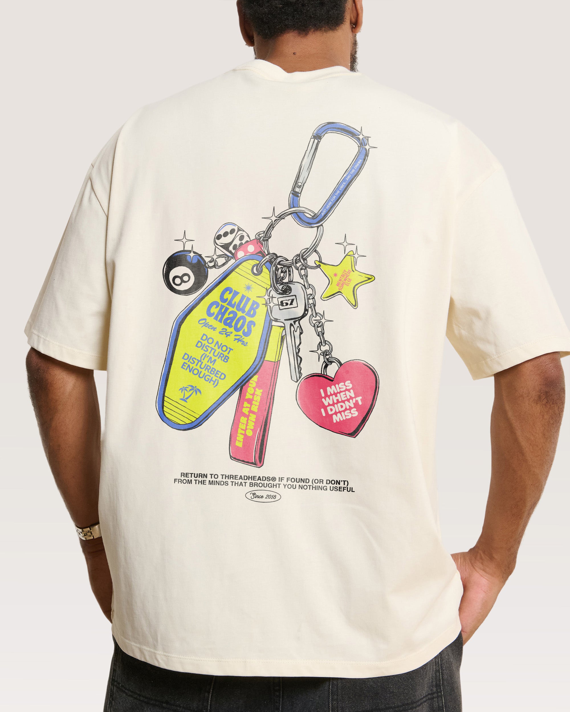 Club Chaos Key Chain Natural Oversized Tee
