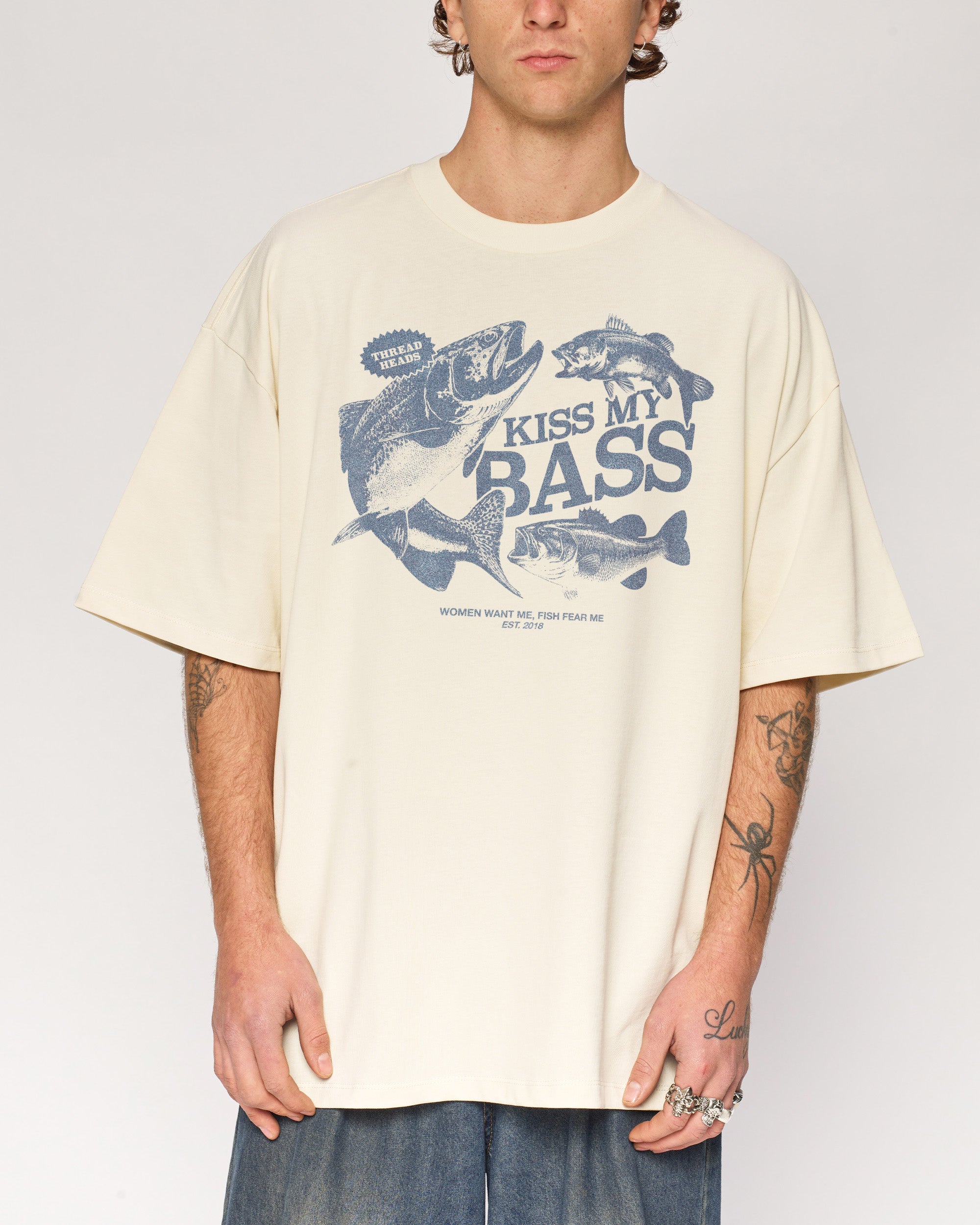 Kiss My Bass Natural Oversized Tee