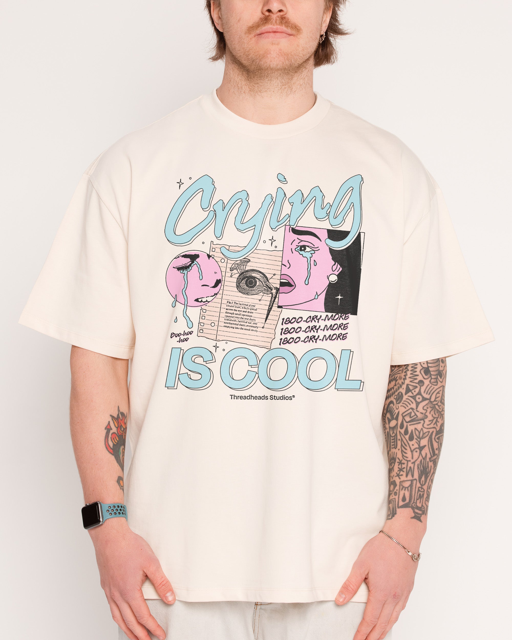 Crying is Cool Natural Oversized Tee