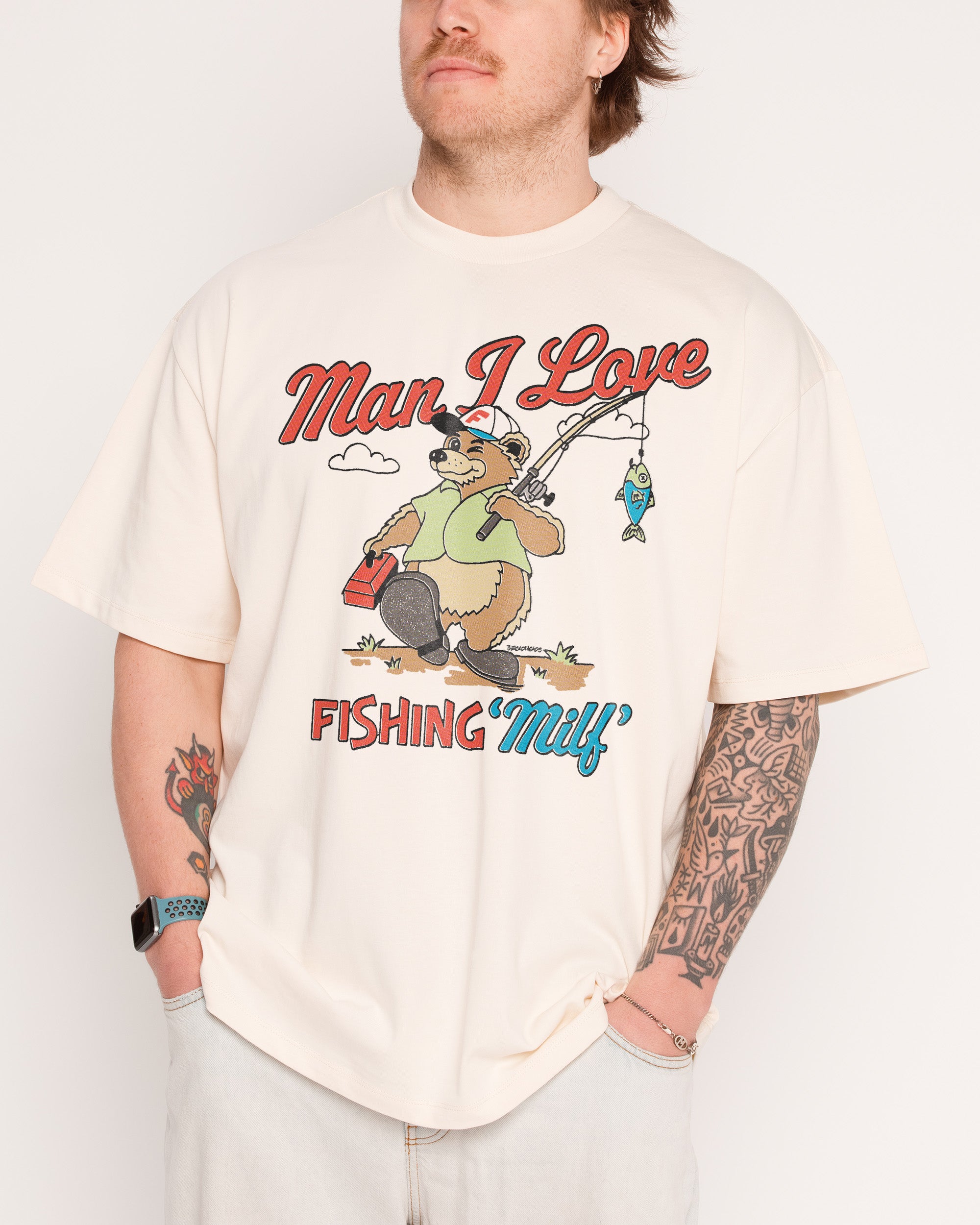 MILF Fishing Natural Oversized Tee