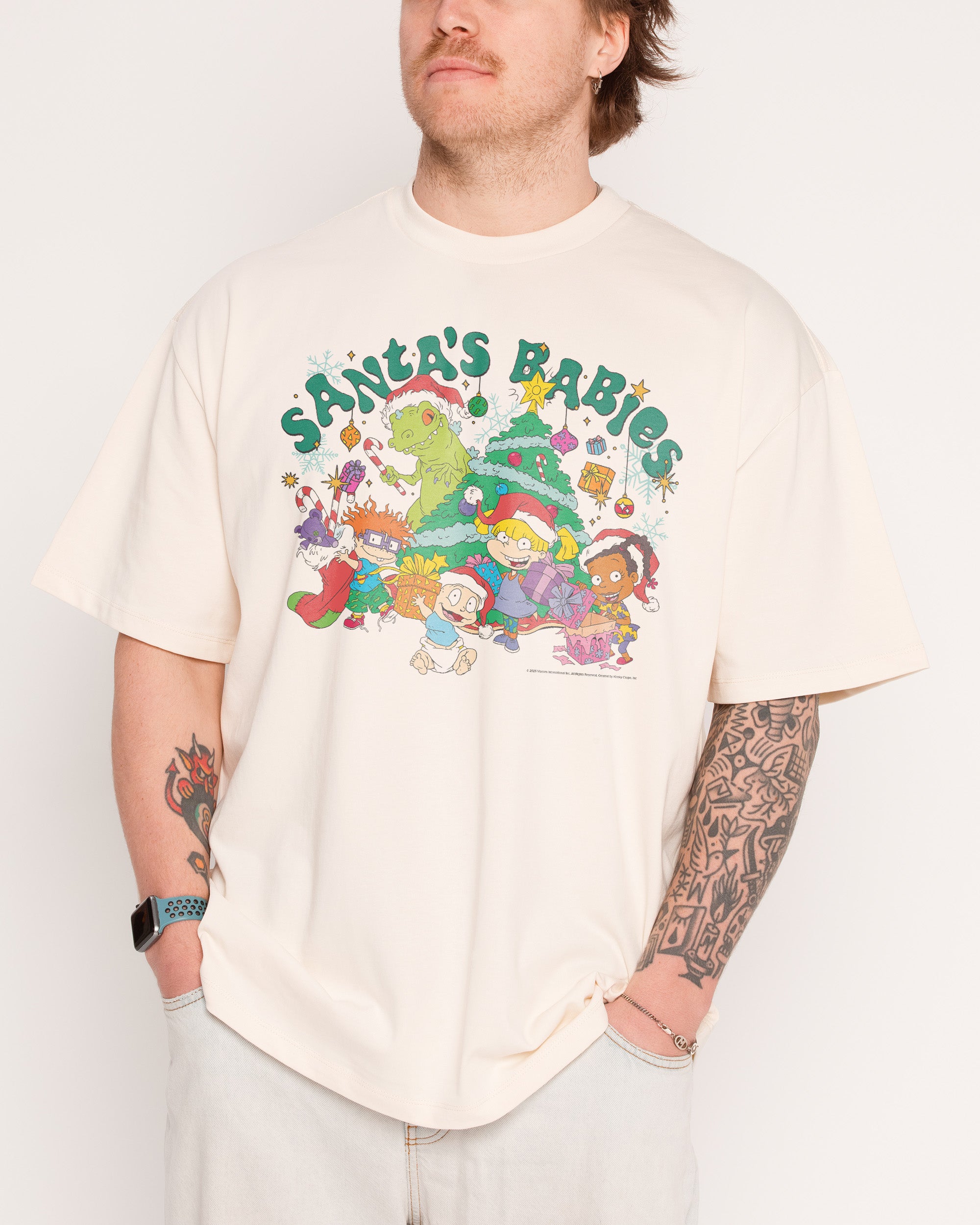 Santa's Babies Natural Oversized Tee