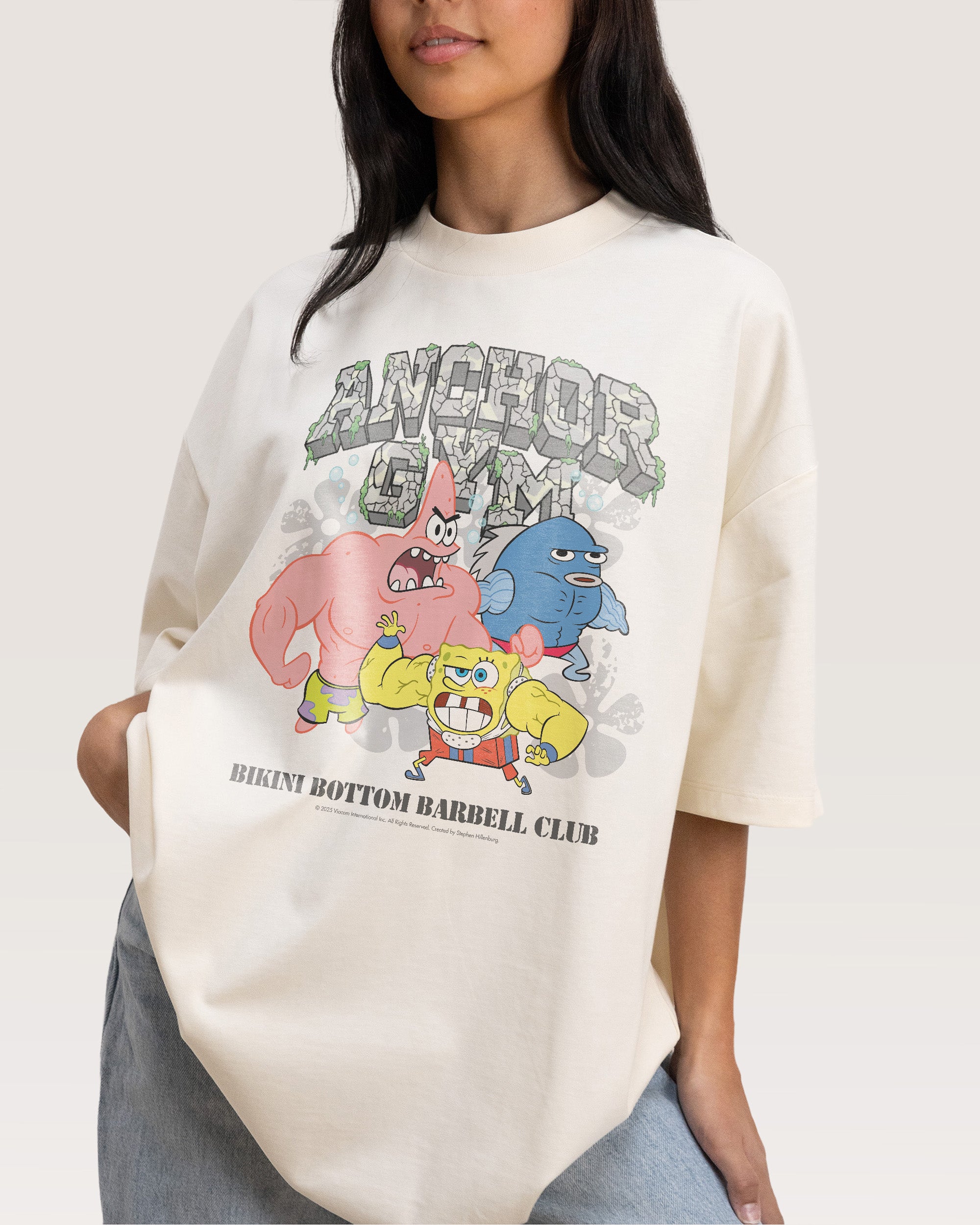 Spongebob Gym Natural Oversized Tee