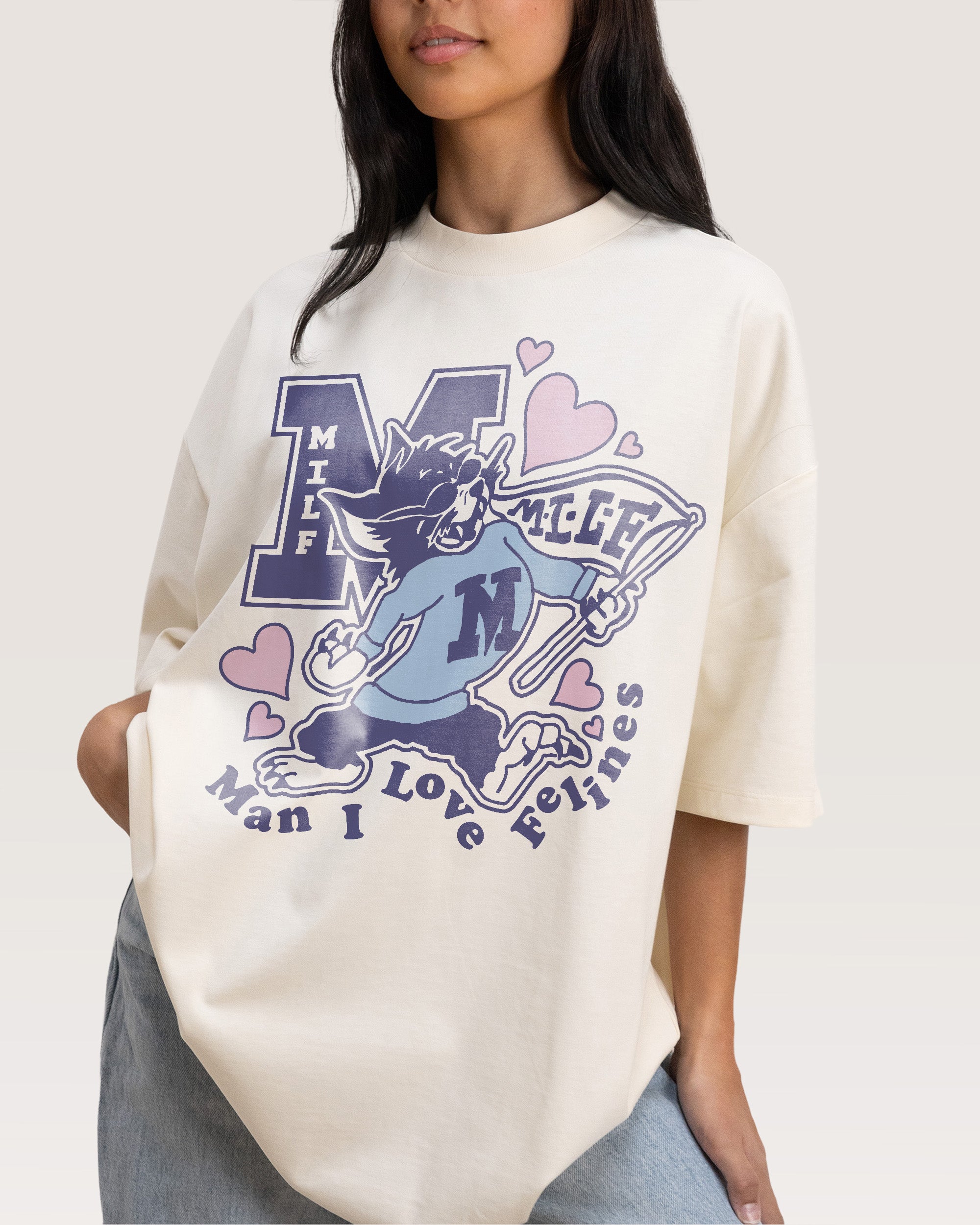 Milf Mascot Natural Oversized Tee