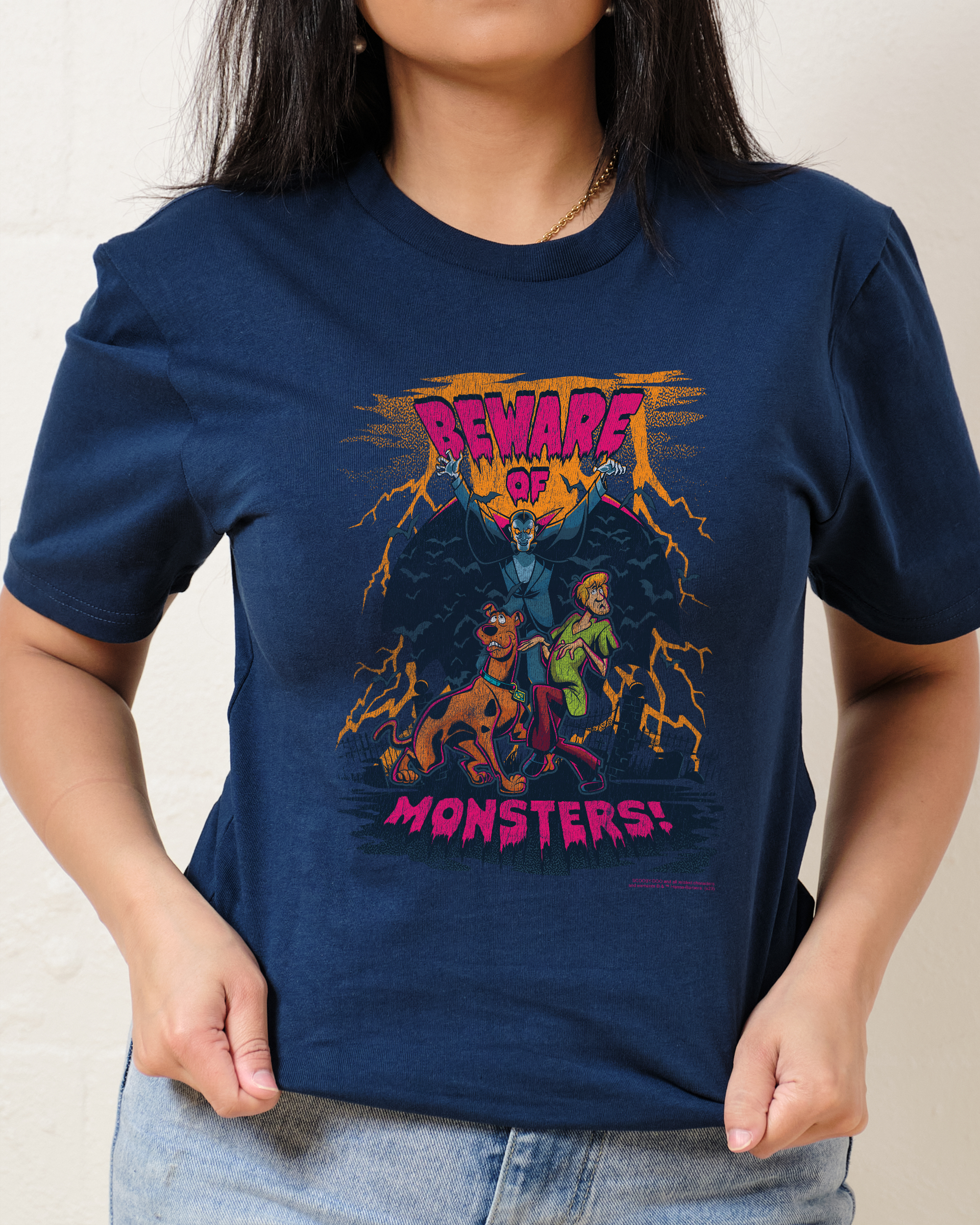 Beware of Monsters T-Shirt | Scooby-Doo | Relaxed Fit | 2XL | Navy | 100% Cotton
