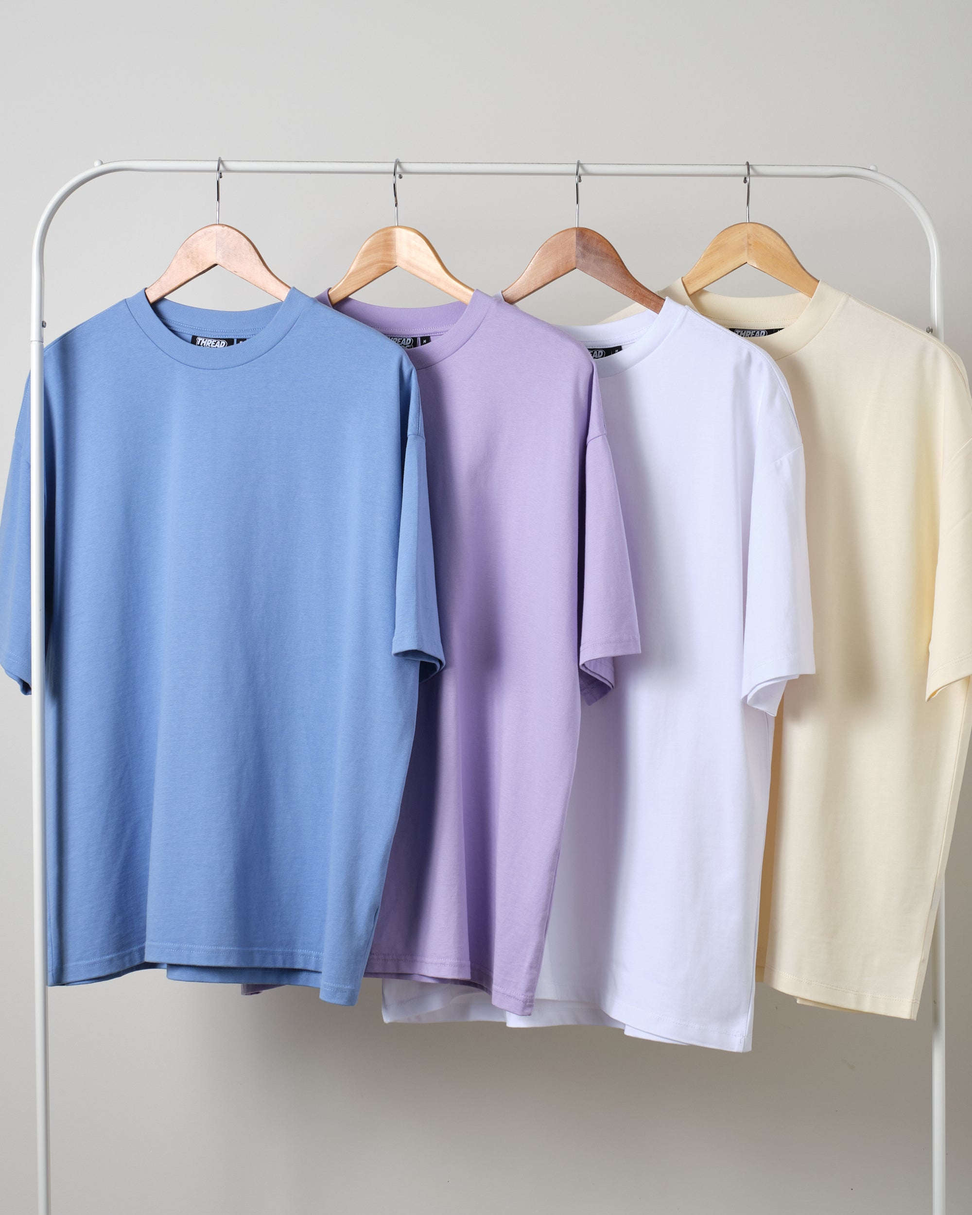 Oversized Tee 4 Pack Powder Blue Lilac White Natural