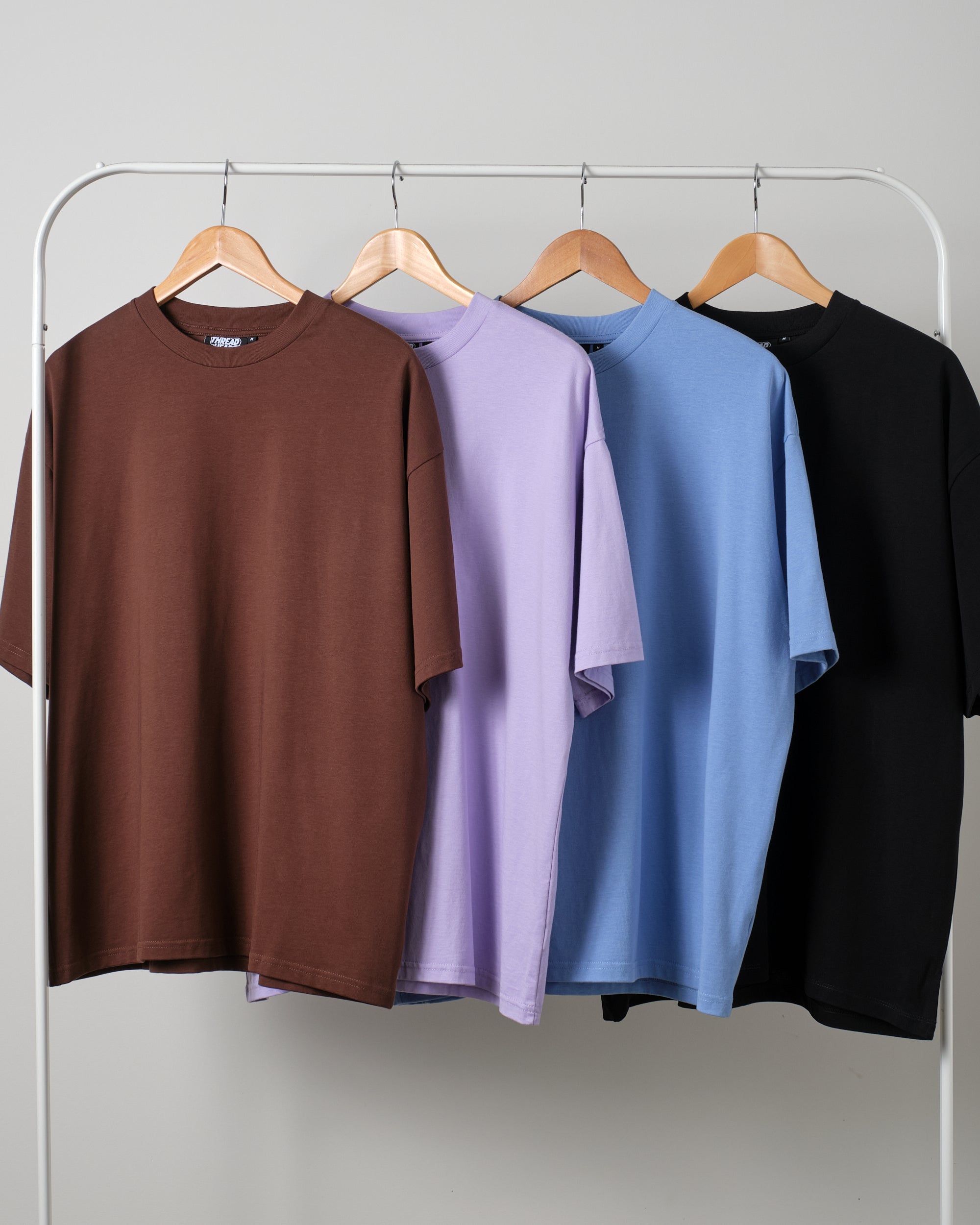 Oversized Tee 4 Pack: Brown, Lilac, Powder Blue, Black